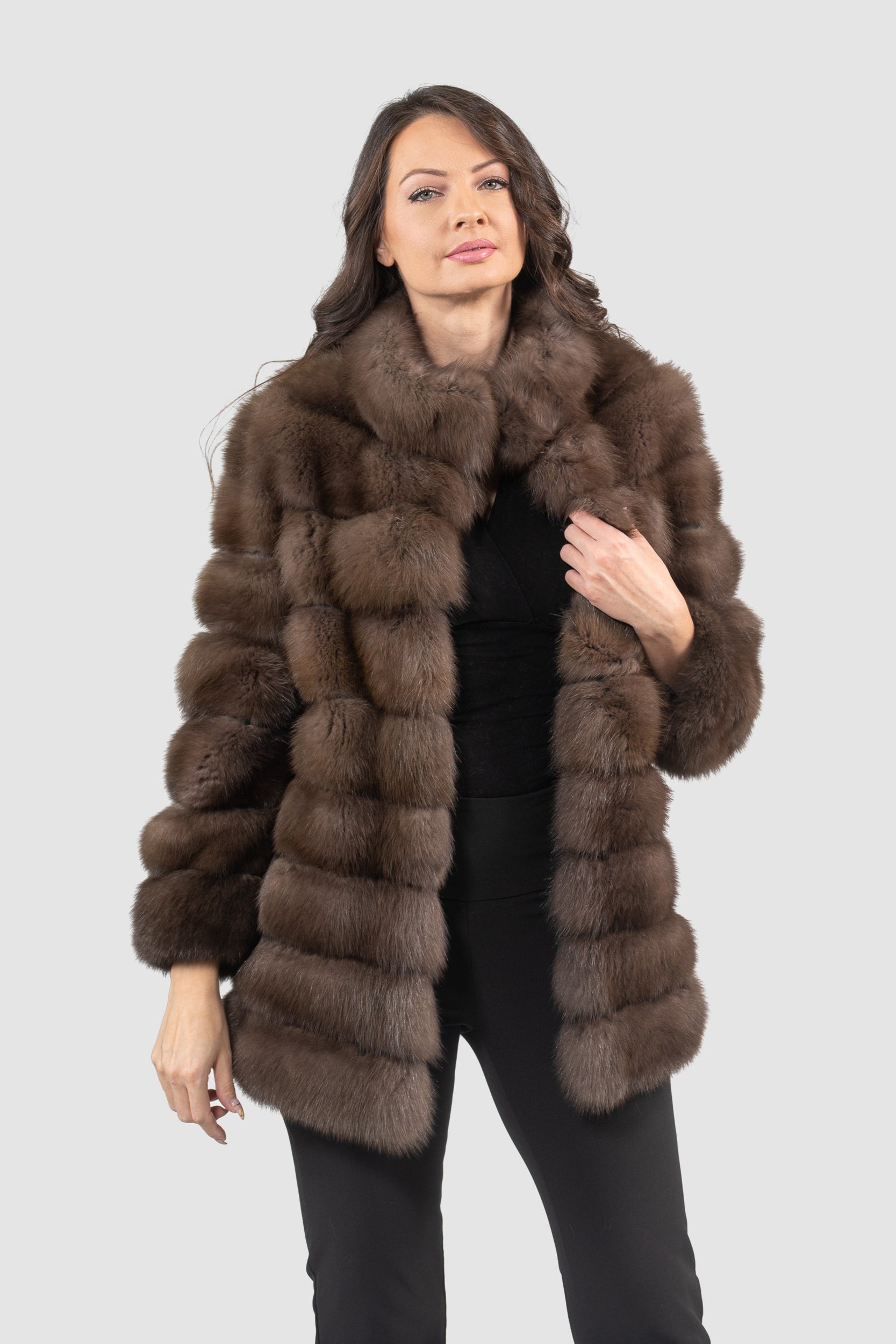 Dark Baumarten Half Coat with Stand Collar 13C530