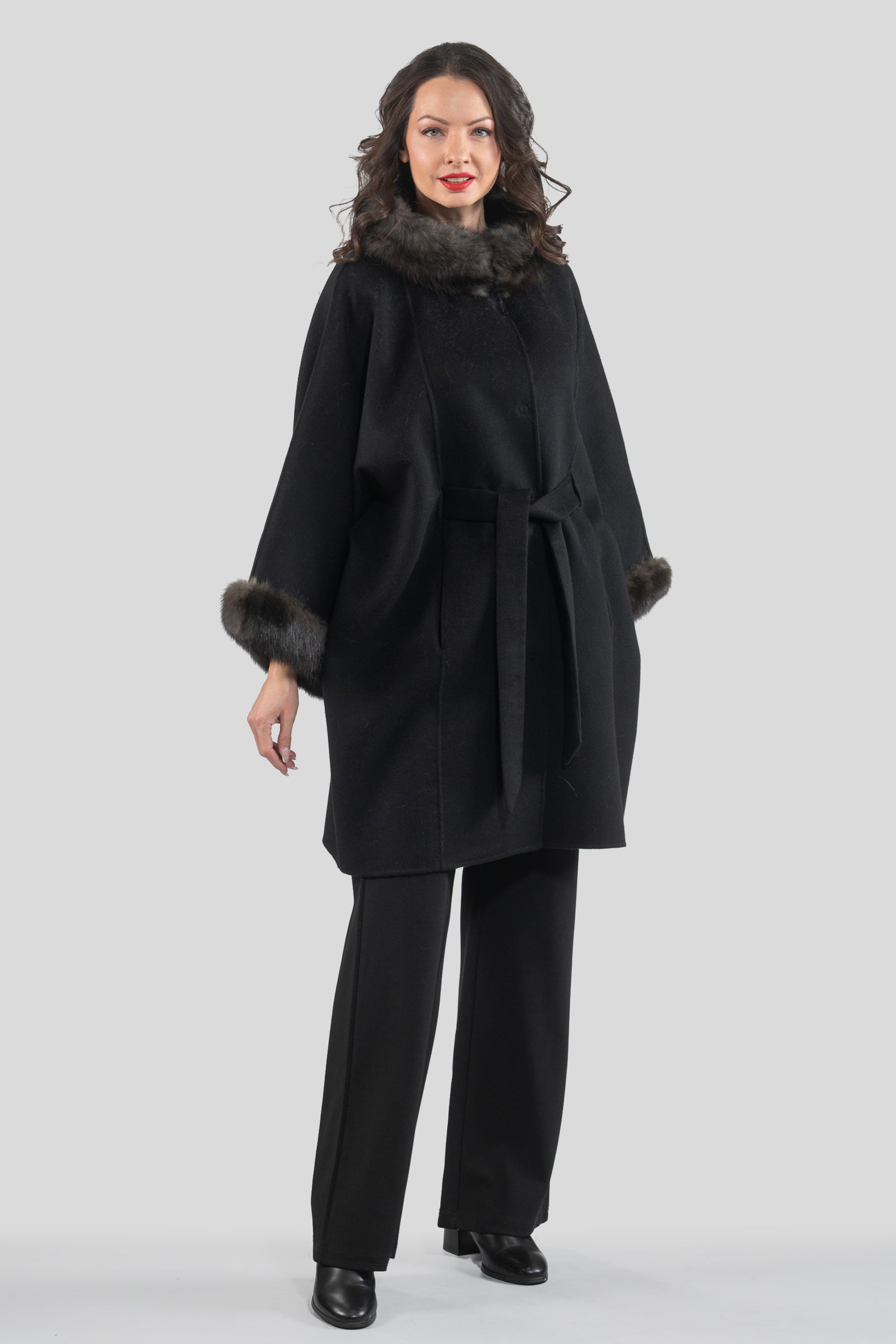 Black Cashmere Cape with Russian Sable Trim 2005