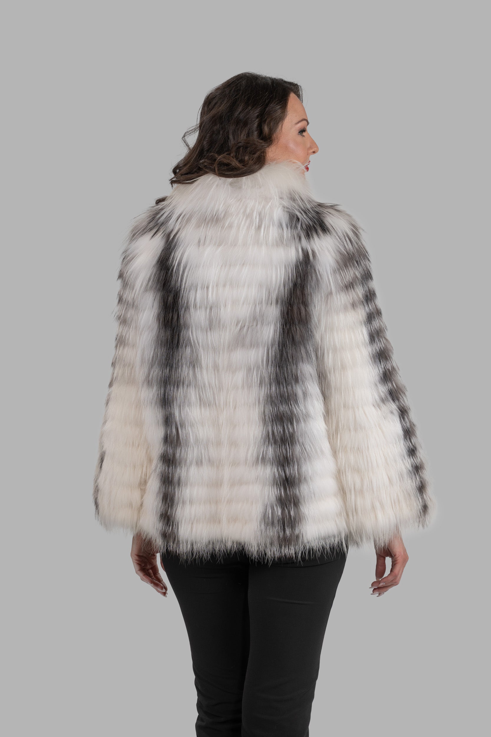 Arctic Marble Fox Jacket with Stand Collar 13C528
