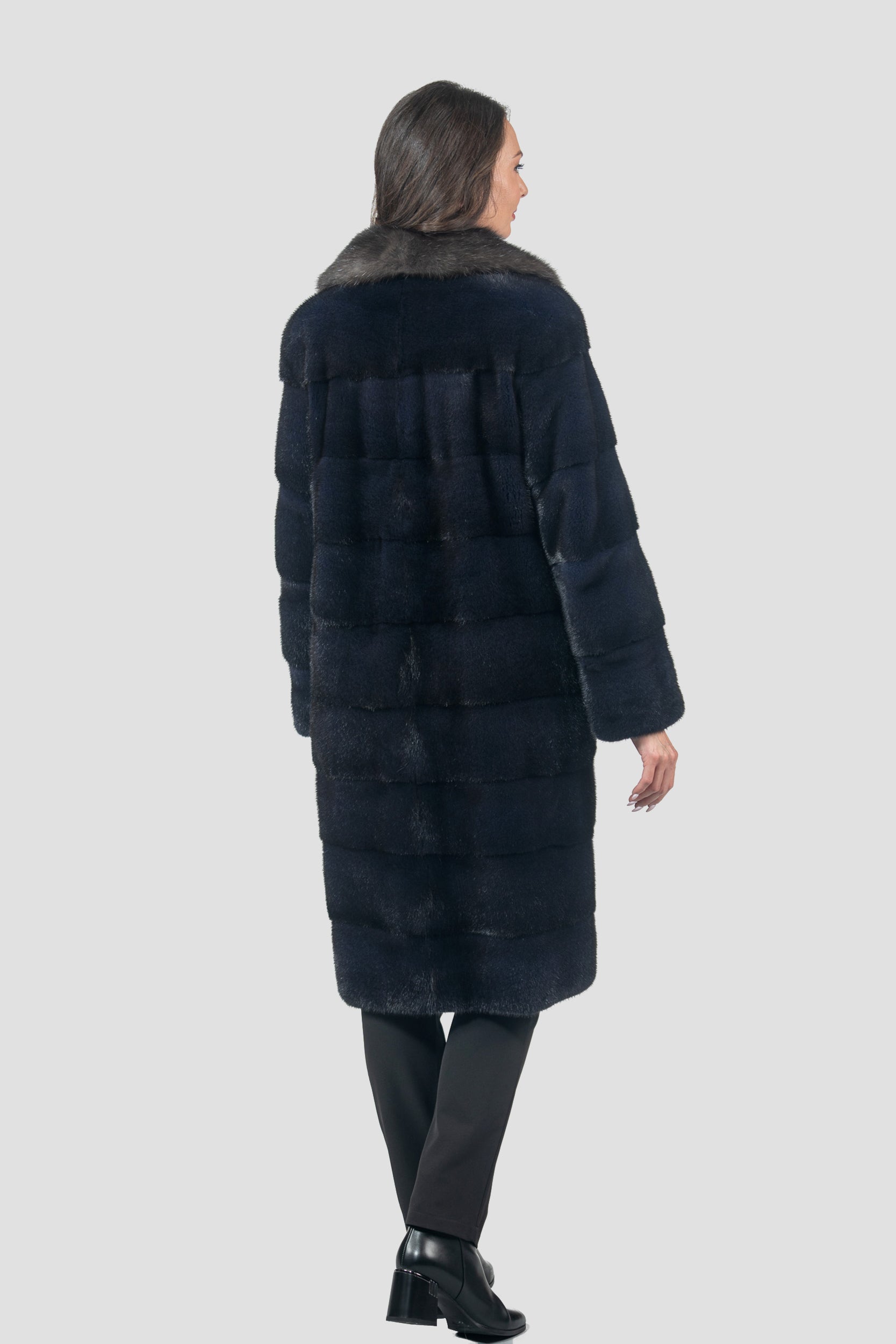 Purple Mink Half Coat with Russian Sable Notch Collar P/K13c530s20