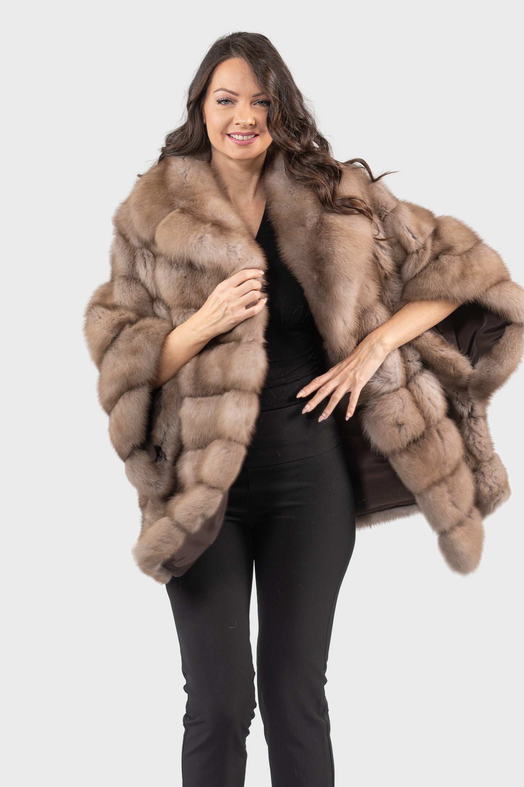 Graphite Baumarten Cape with Notch Collar 929