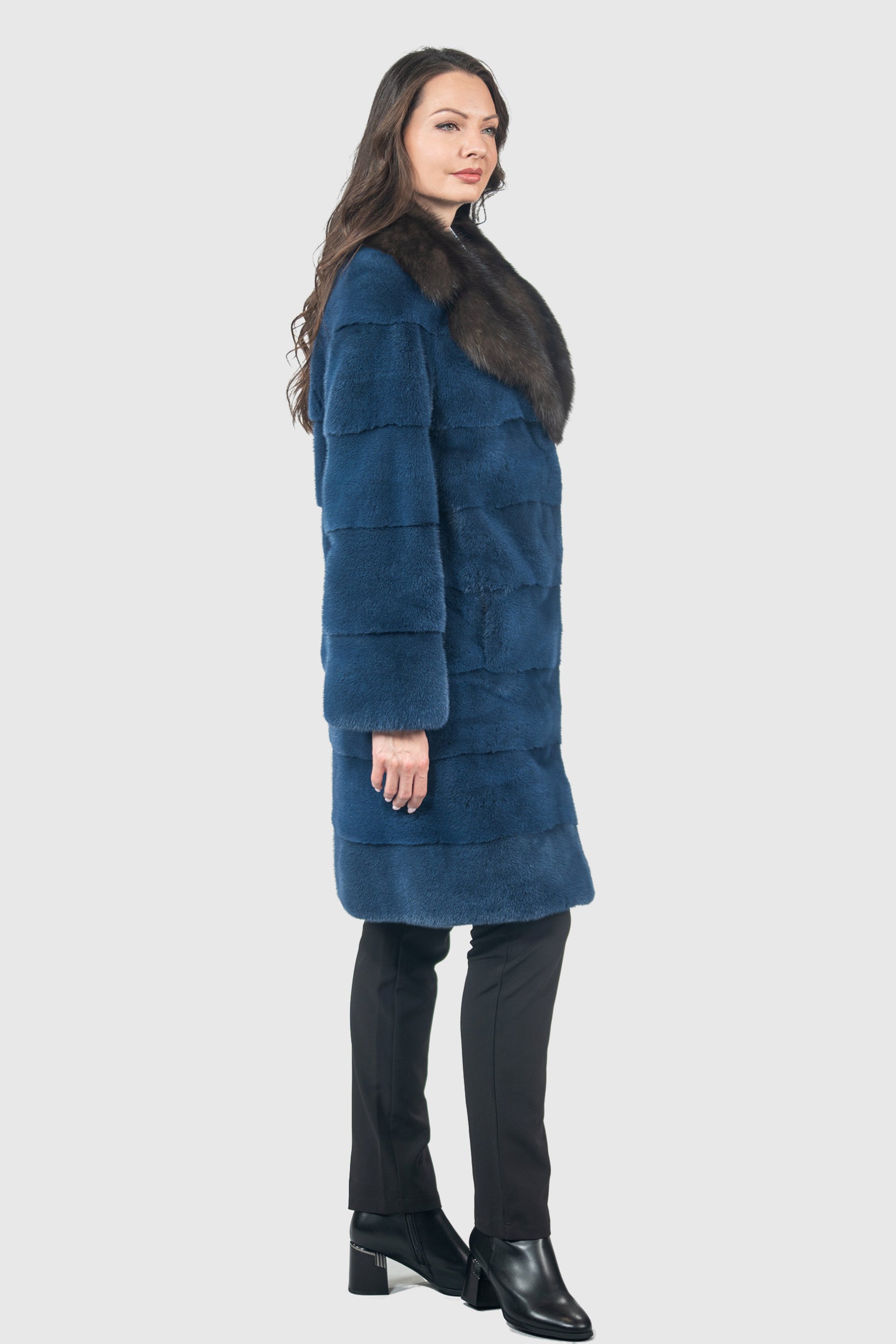 Bluejean Mink Half Coat with Russian Sable Notch Collar P/K13c530s20