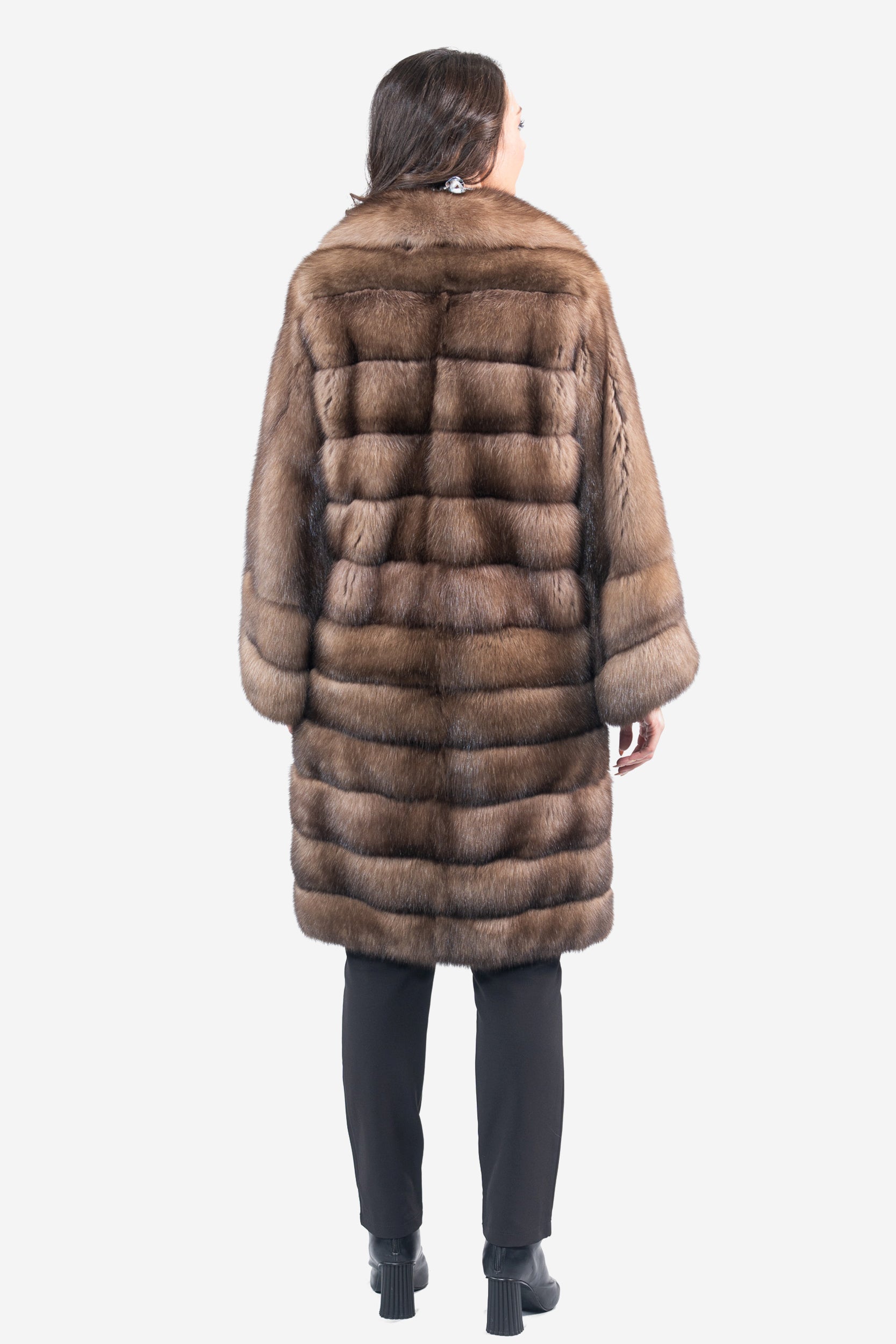 Graphite Russian Sable Coat with Notch Collar and Let Out Sleeves P/K13C530S20V30