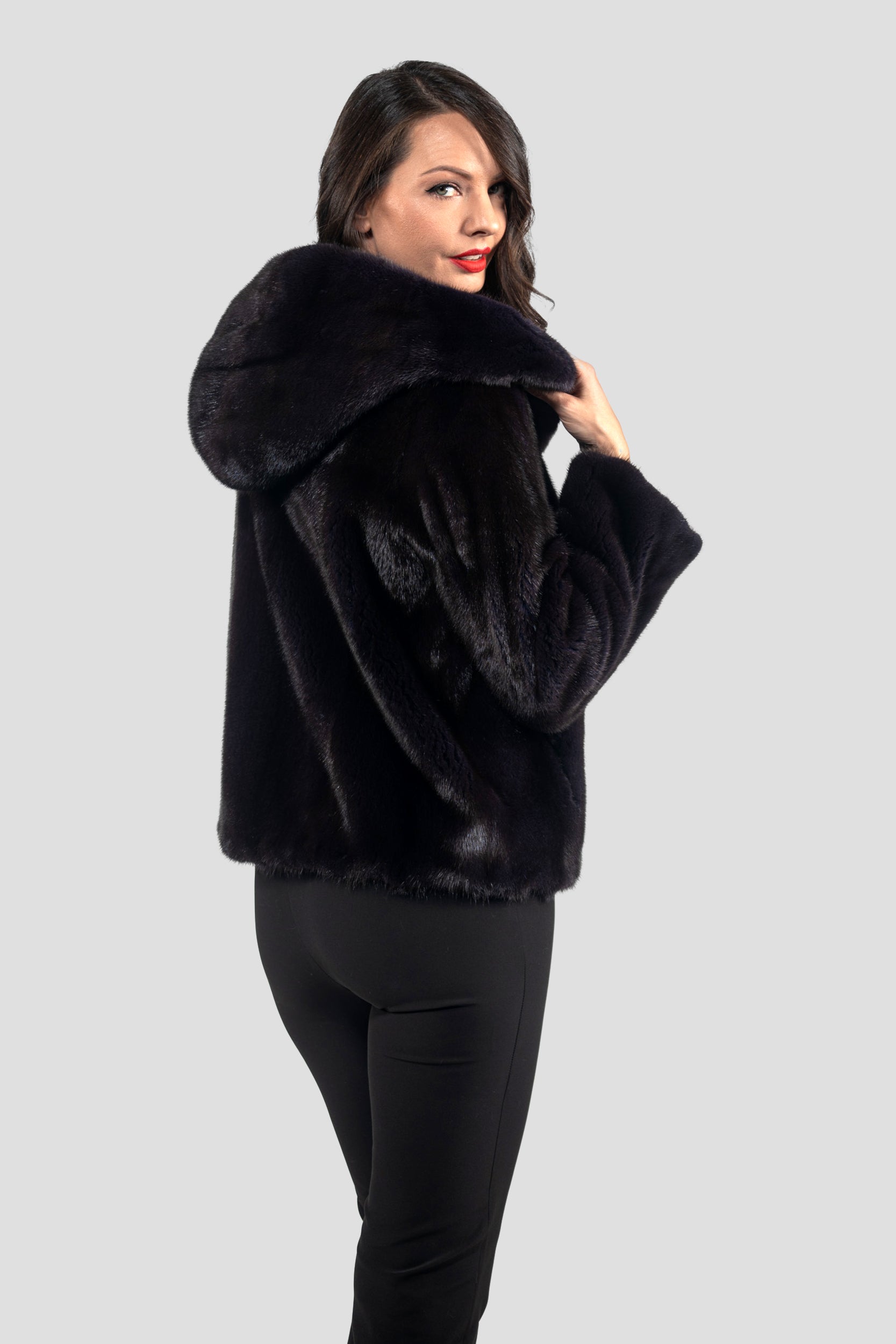 Purple Mink Jacket with Attached Hood L/O13C543H