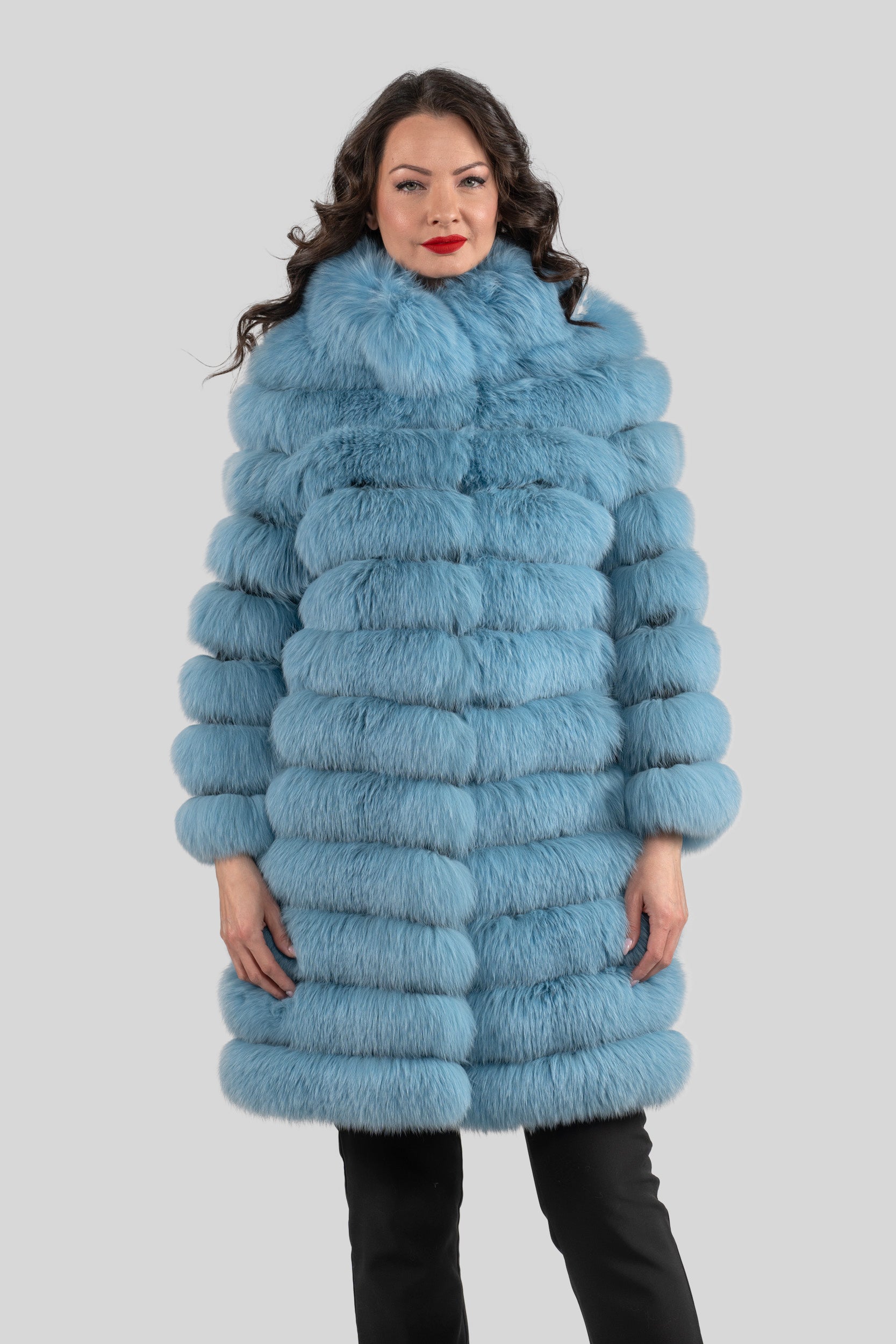 Blue Sky Full-Length Fox Fur Coat P/K13C530