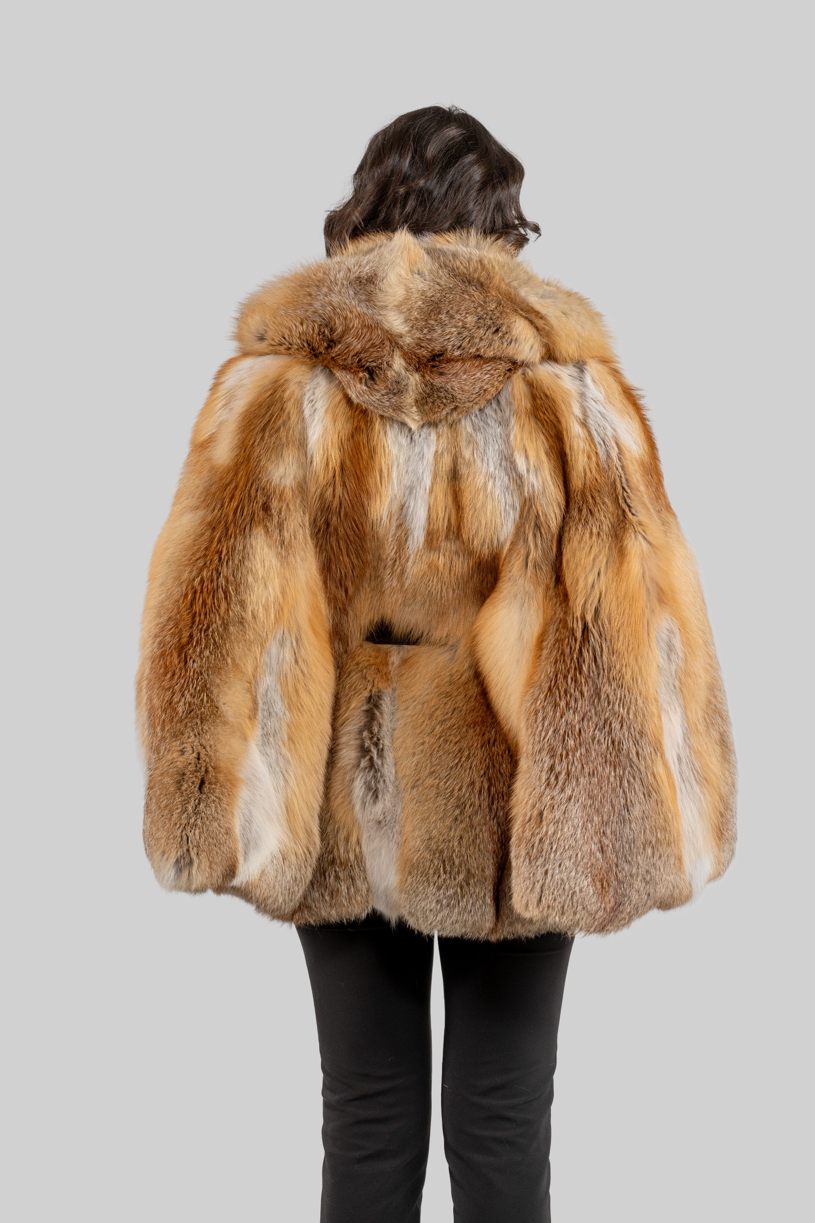 Natural Fox Hooded Half Coat 13C709H