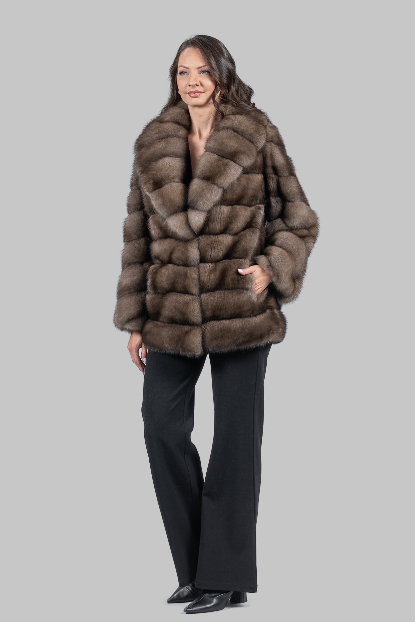 Platino Sable with Shawl Collar Coat P/K13C530gC17