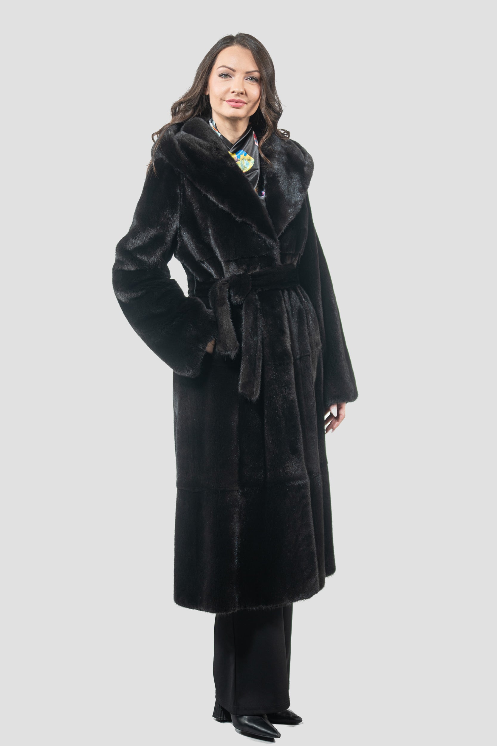 Blackgalama Mink Coat With Attached Hood S/S13C978H