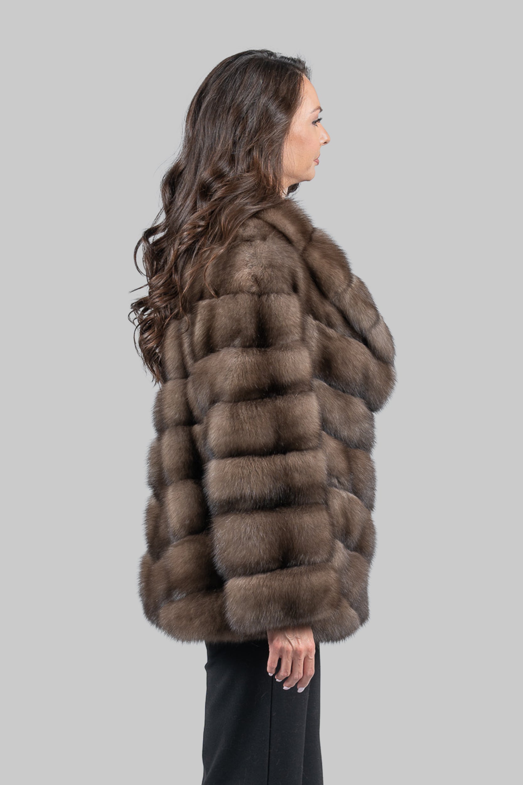 Platino Russian Sable Jacket with Shawl Collar V/K13C528C17