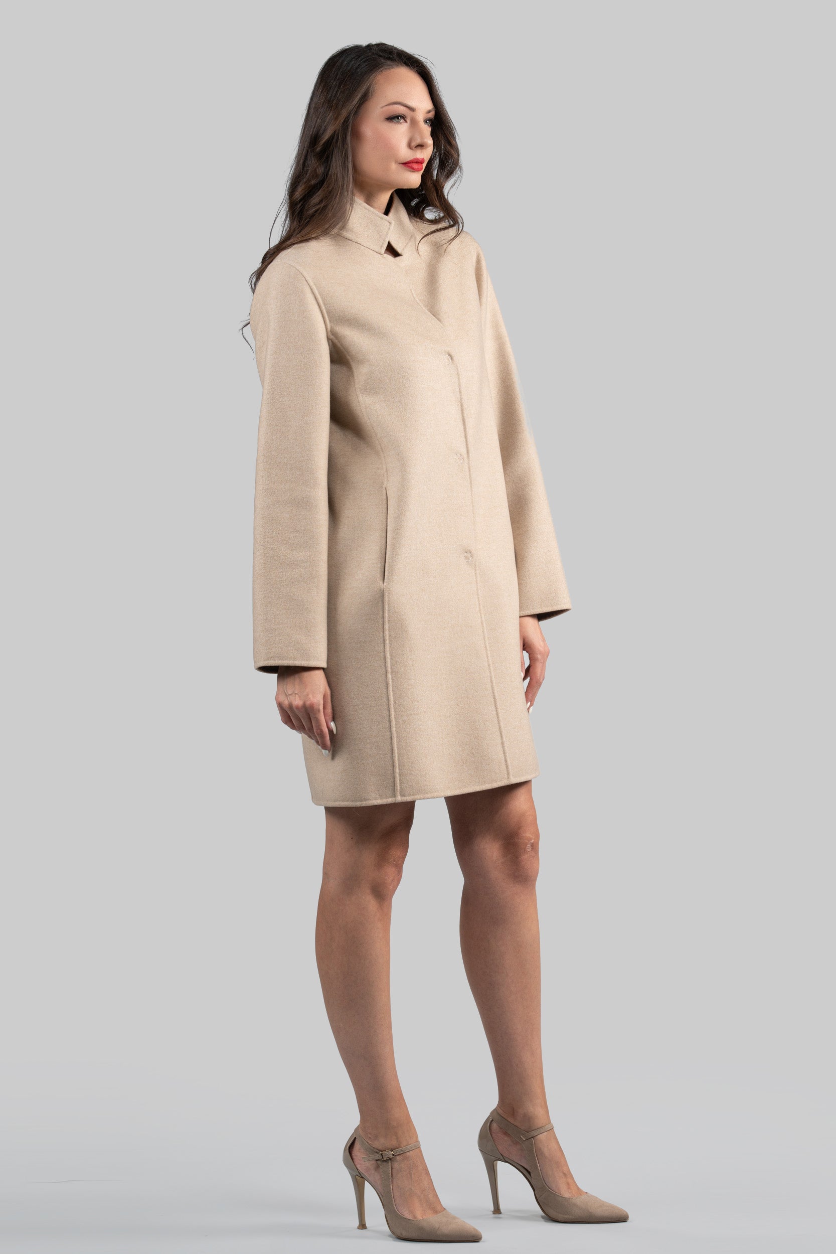 Ecru Cashmere Half Coat 17C8003