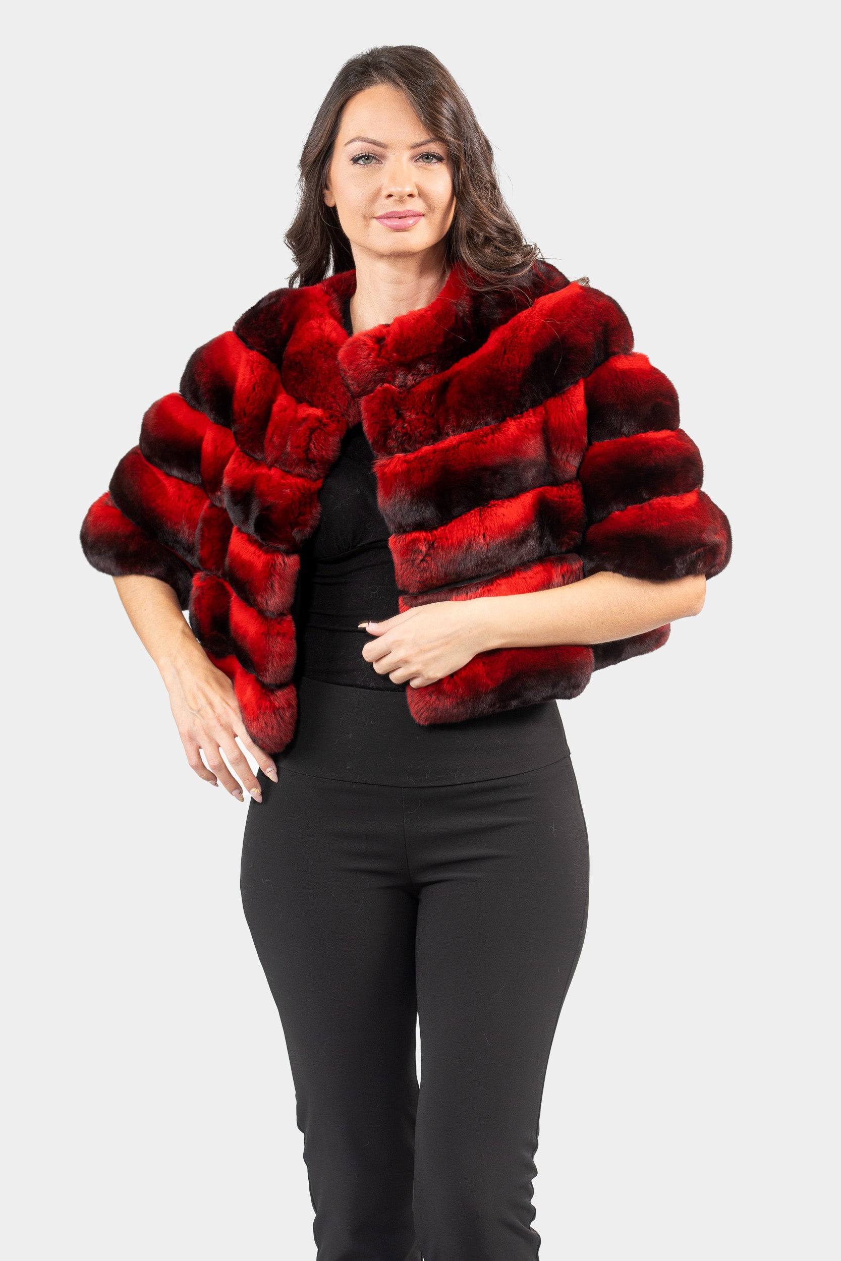 Red Chinchilla Short Jacket P/K16CM643