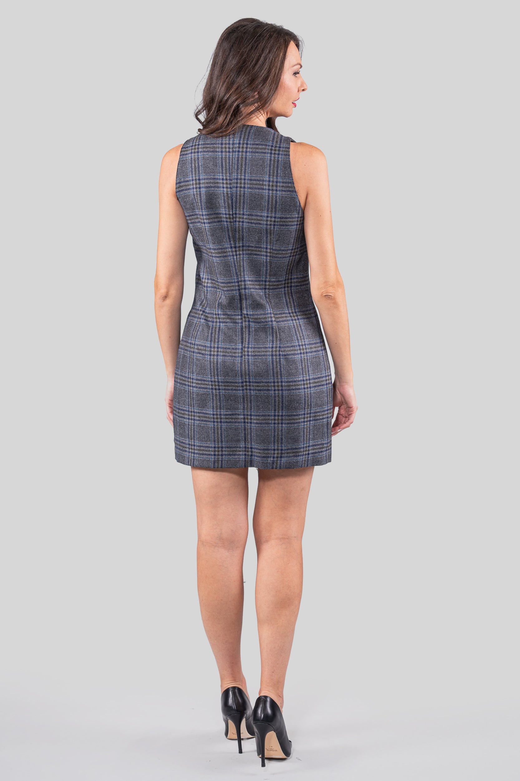 Blue Striped Sleeveless Grey Dress 112