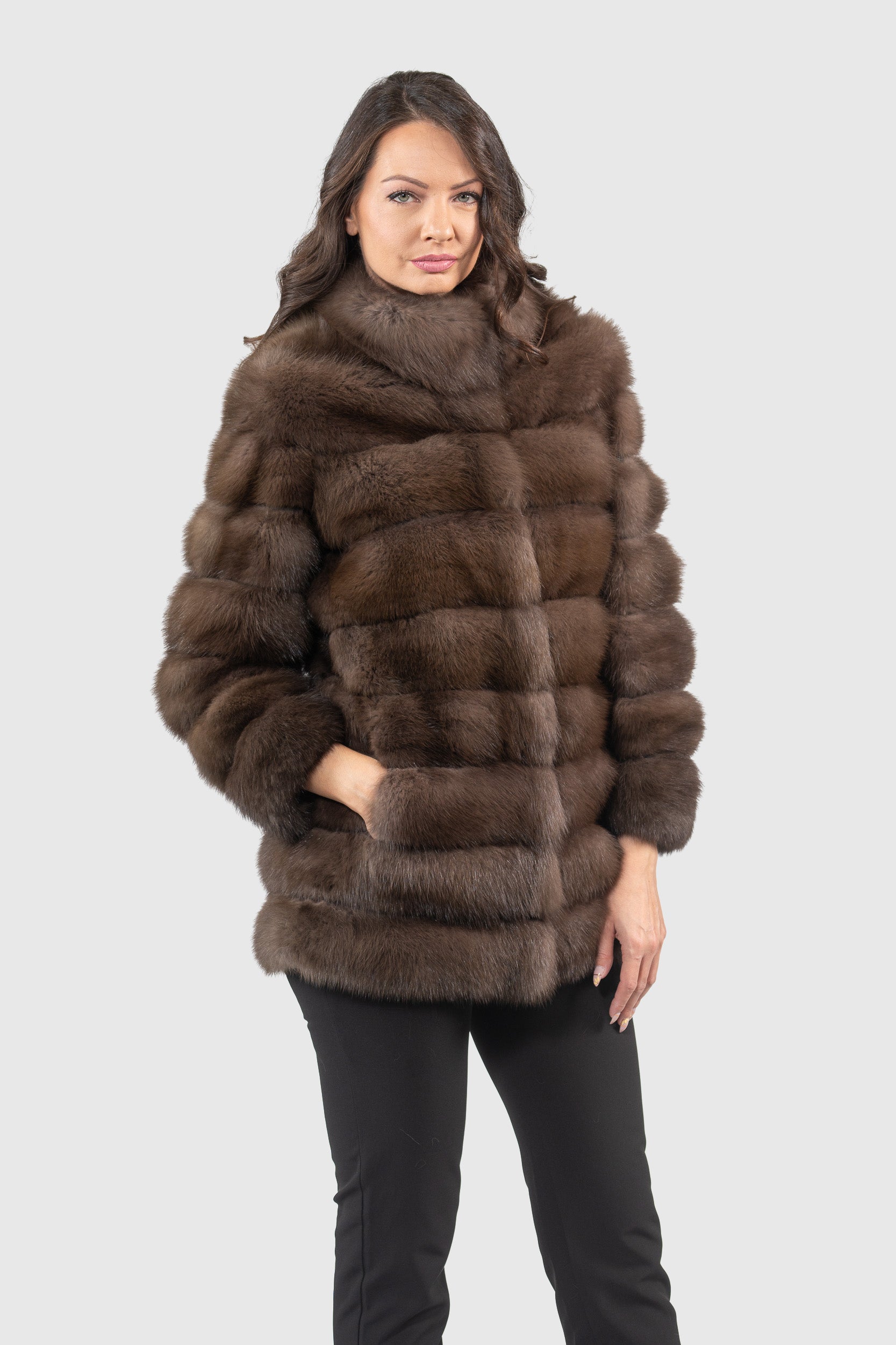 Dark Baumarten Half Coat with Stand Collar 13C530