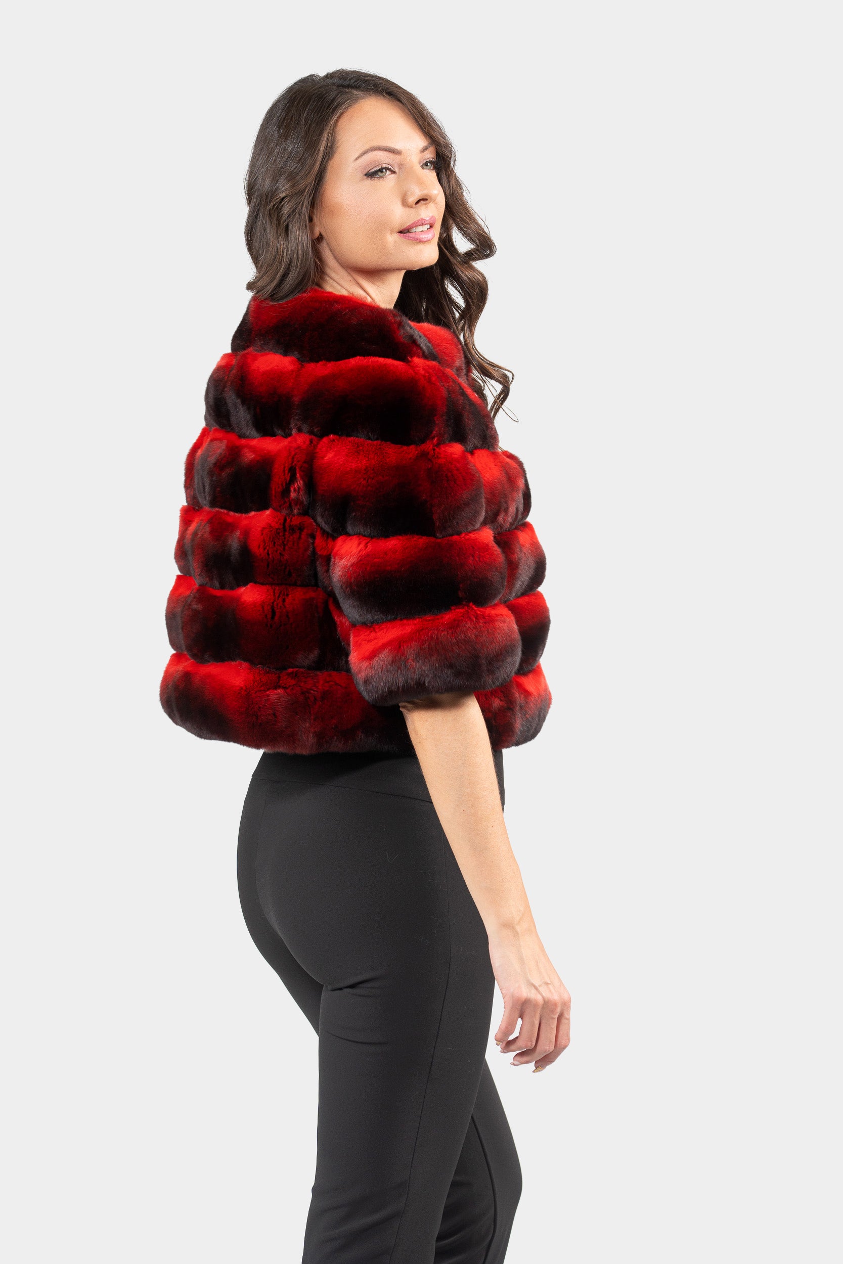 Red Chinchilla Short Jacket P/K16CM643