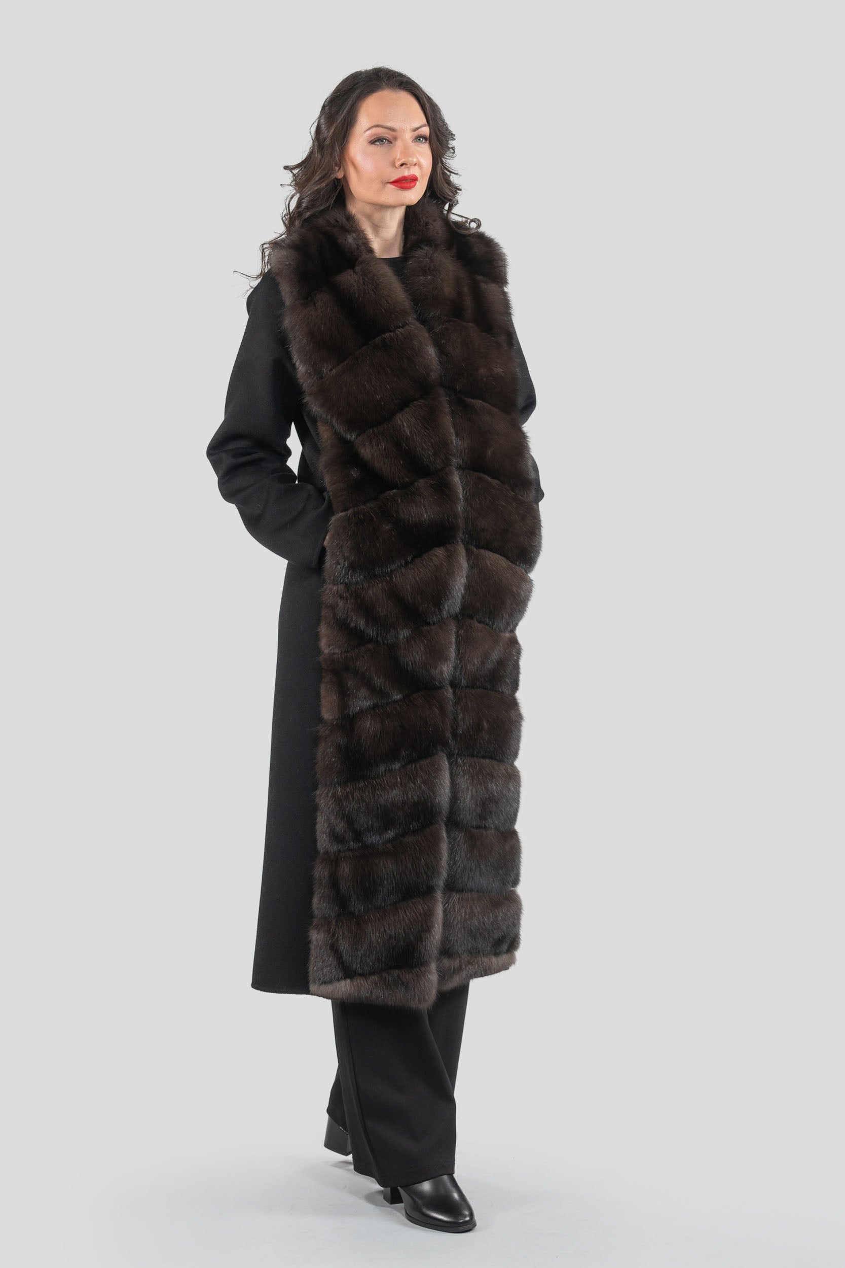 Cashmere Coat with Russian Sable Trim 17C8003G530