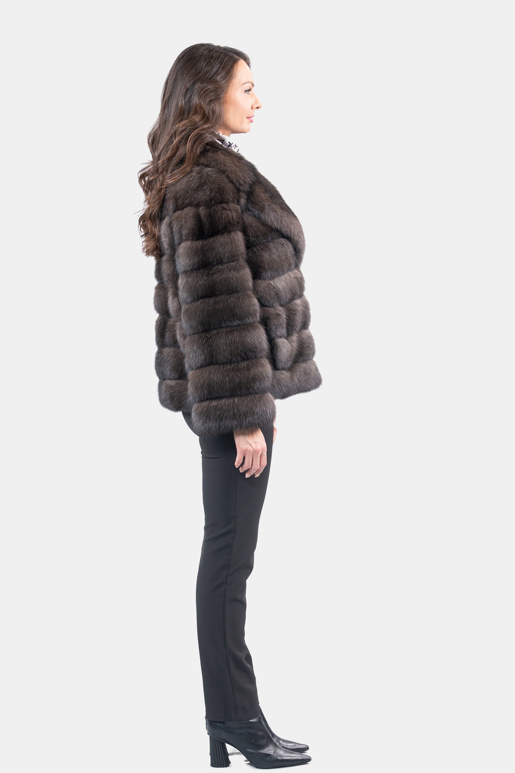 Dark Russian Sable Jacket with Notch Collar P/K13C528s20