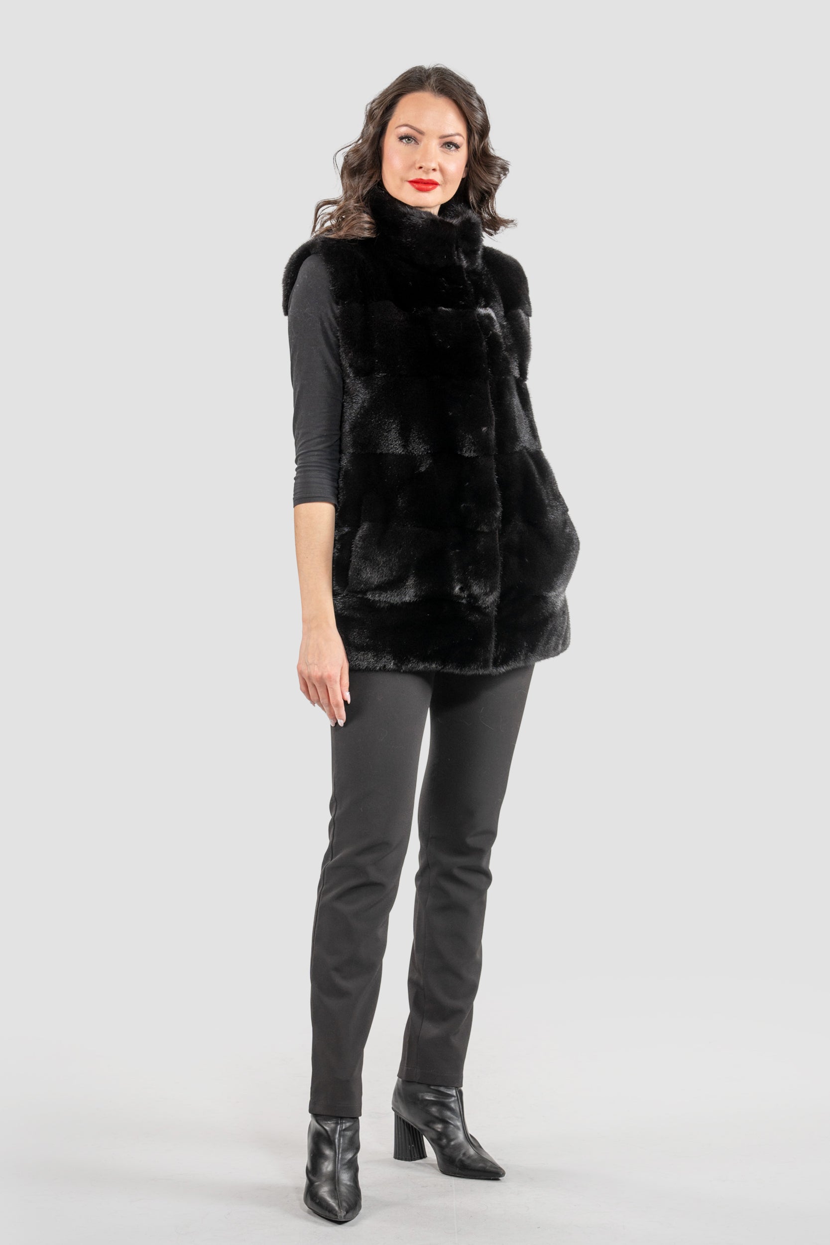 Blackglama Mink Vest with Stand Collar P/K13c519g530