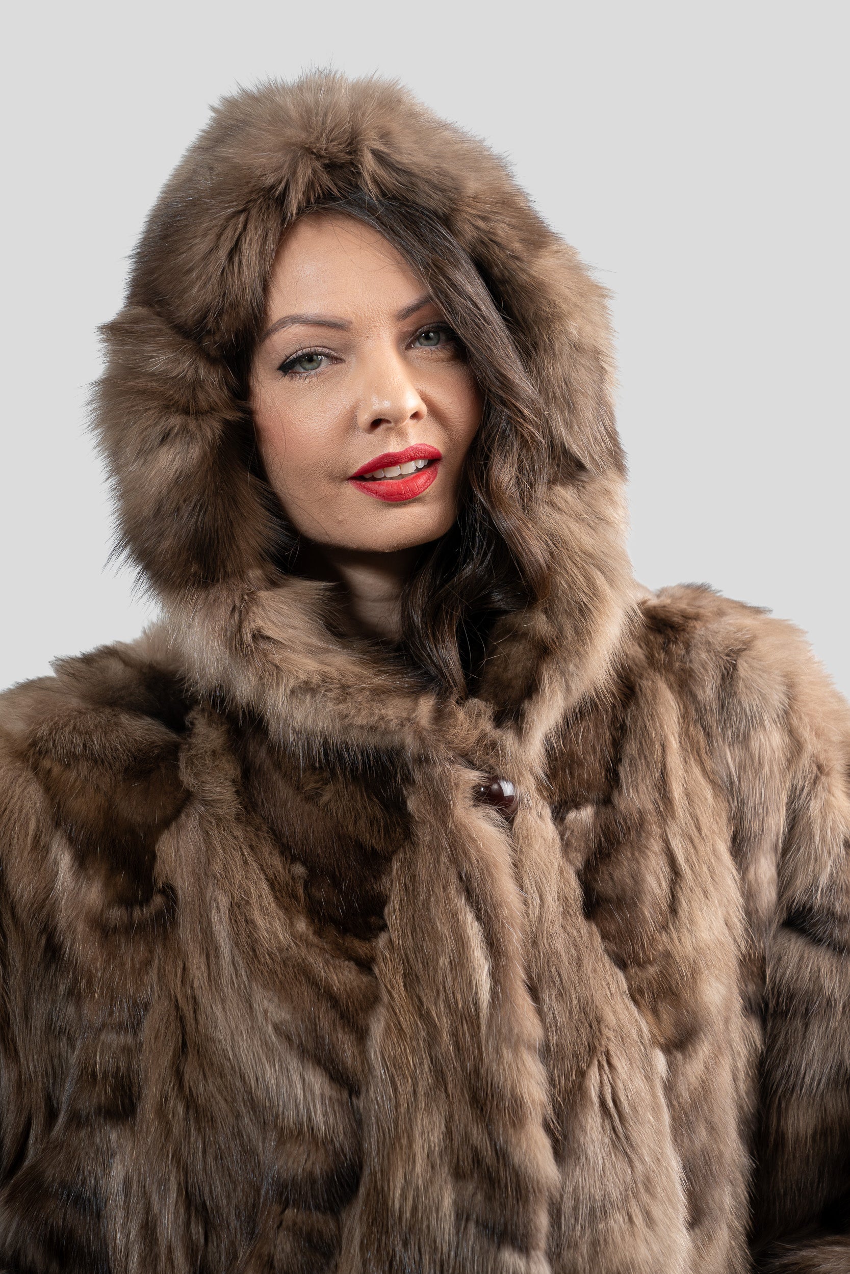 Russian Sable Pieced Hooded Jacket A/KR5-RS