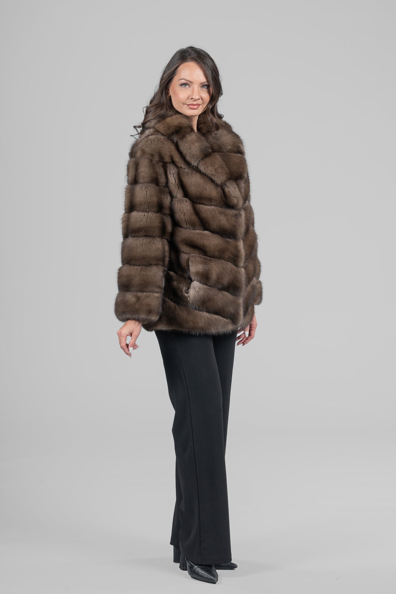 Platino Russian Sable Half Coat with Shawl Collar A/K13C530gC17