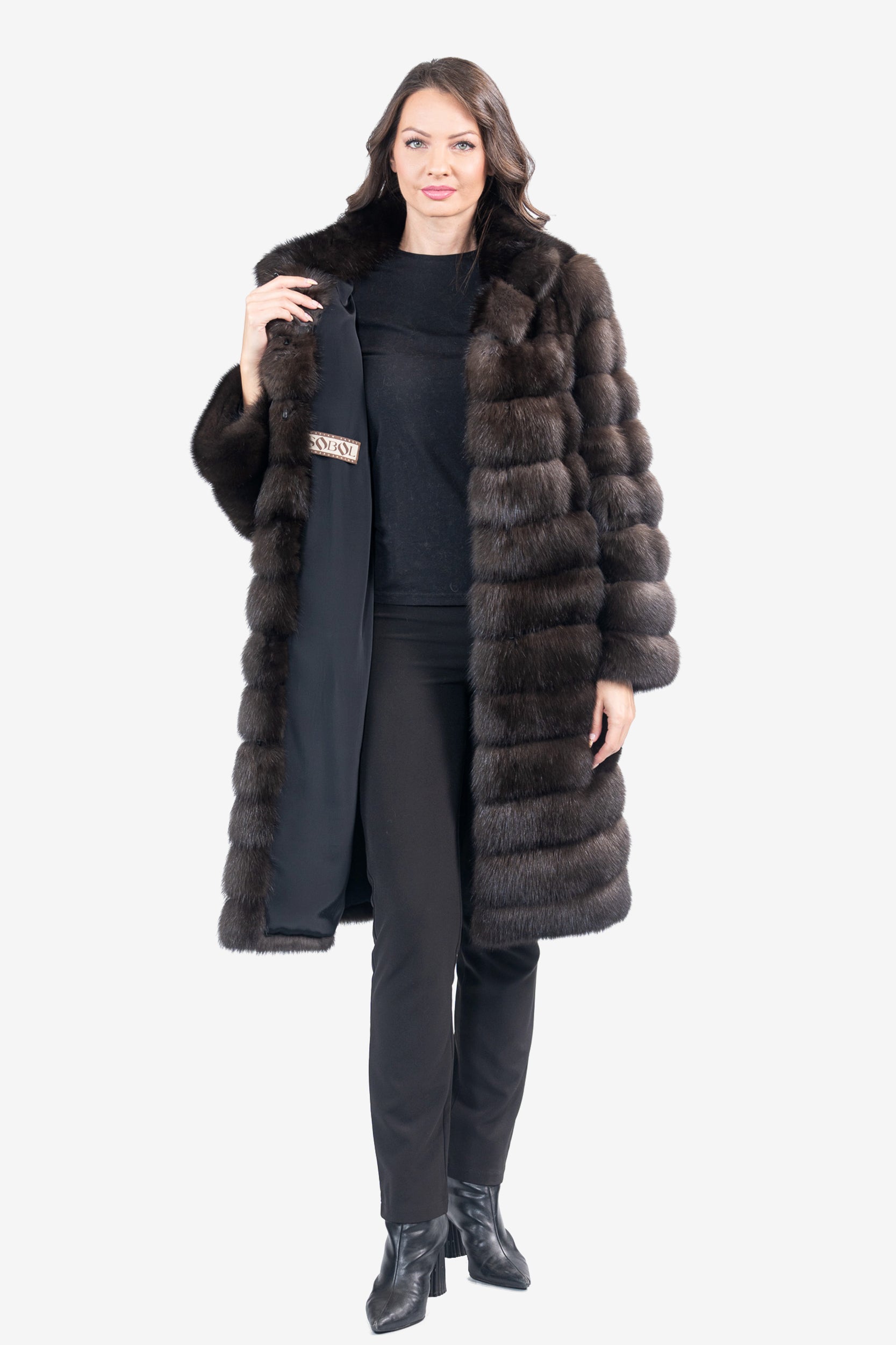 Dark Russian Sable Coat with Stand Collar P/K13C530