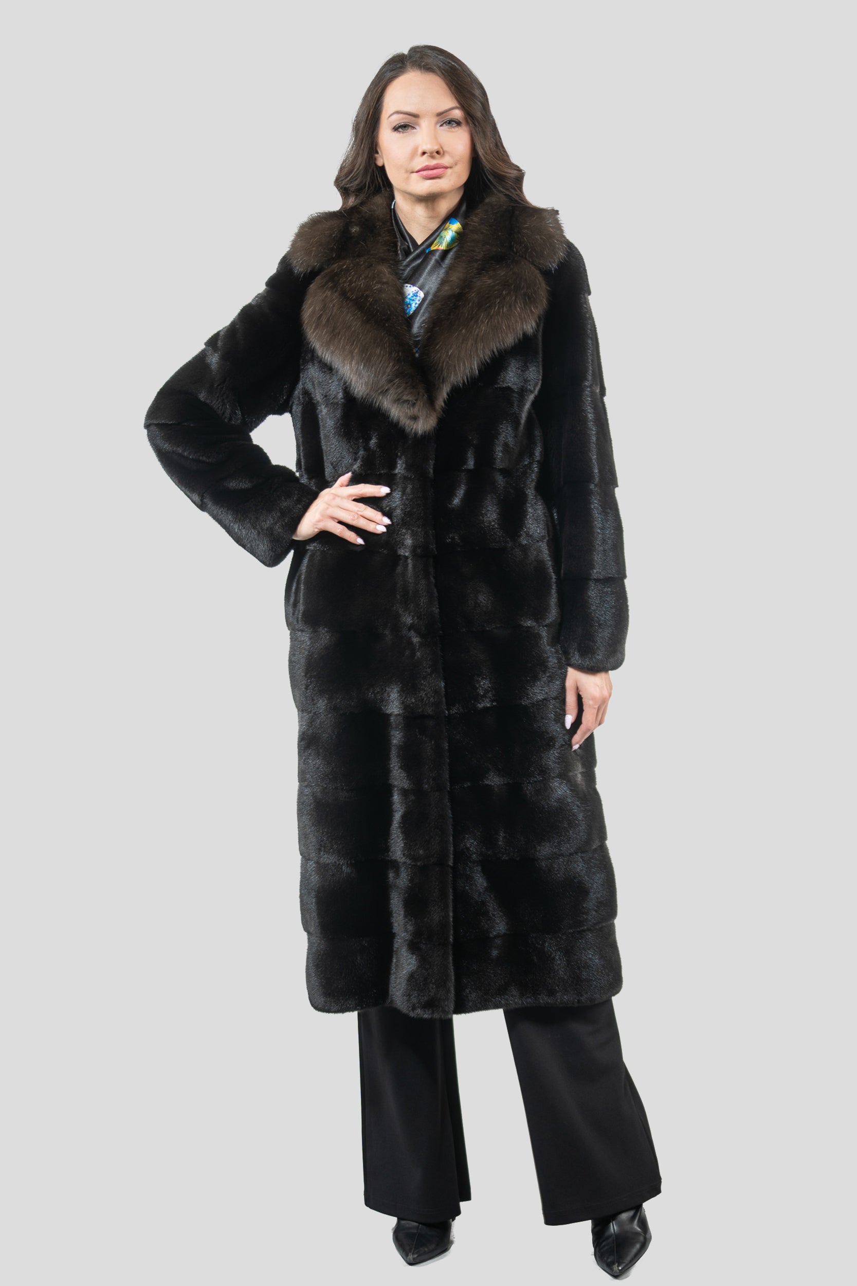 Blackglama Mink Half Coat With Russian Sable Notch Collar P/K13c530s20
