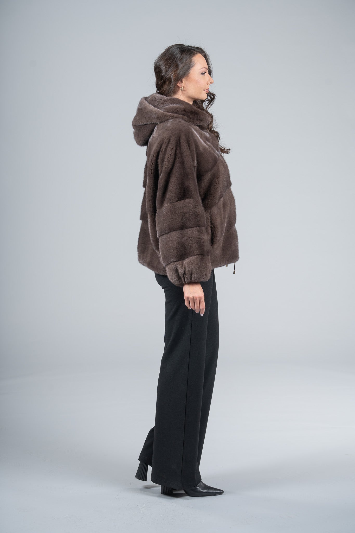 Wood Mink Jacket with Hood A/K13C850H228