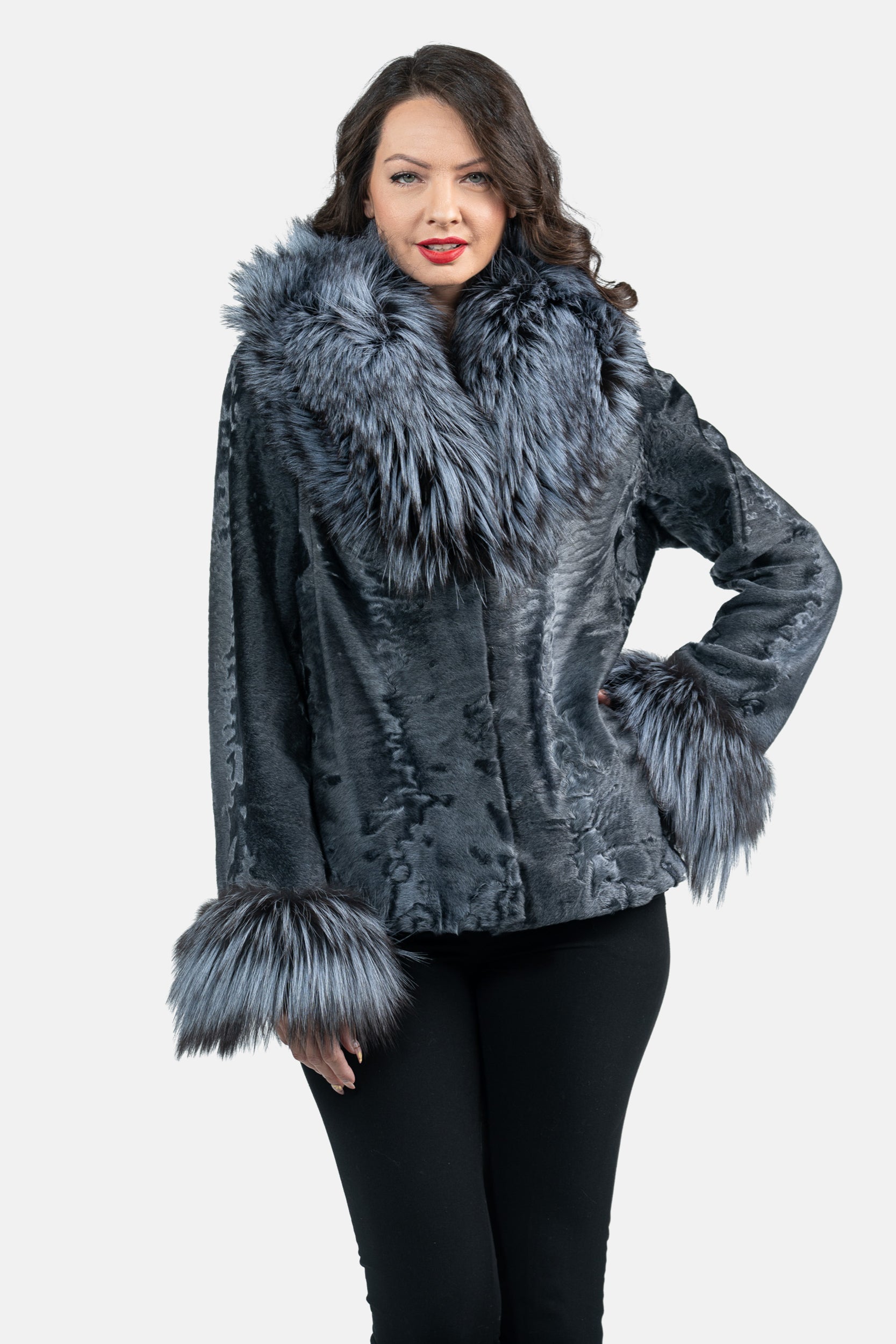 Asphalto Swakara Jacket with Fox Trim S/S13C528s20