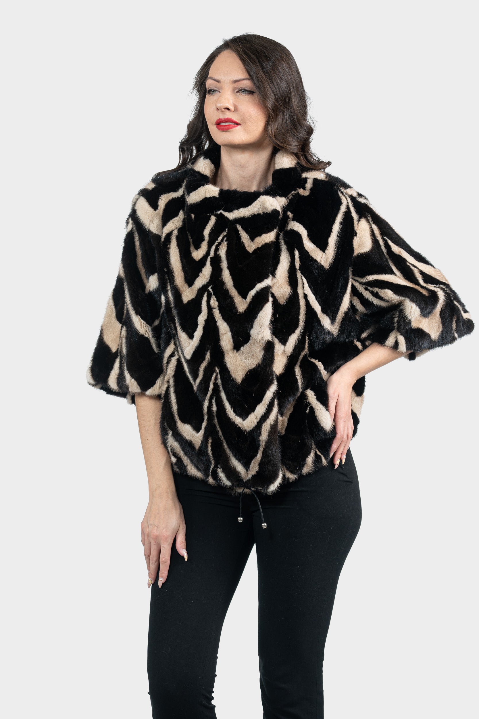 Multicolor Mink Pieced Jacket Color 13C139