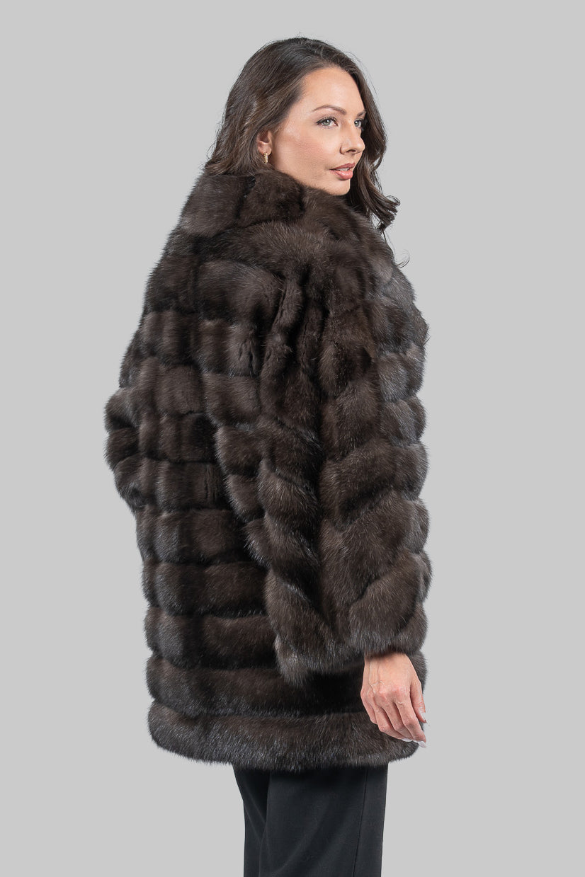 Dark Russian Sable Half Coat with Shawl Collar P/K23C919