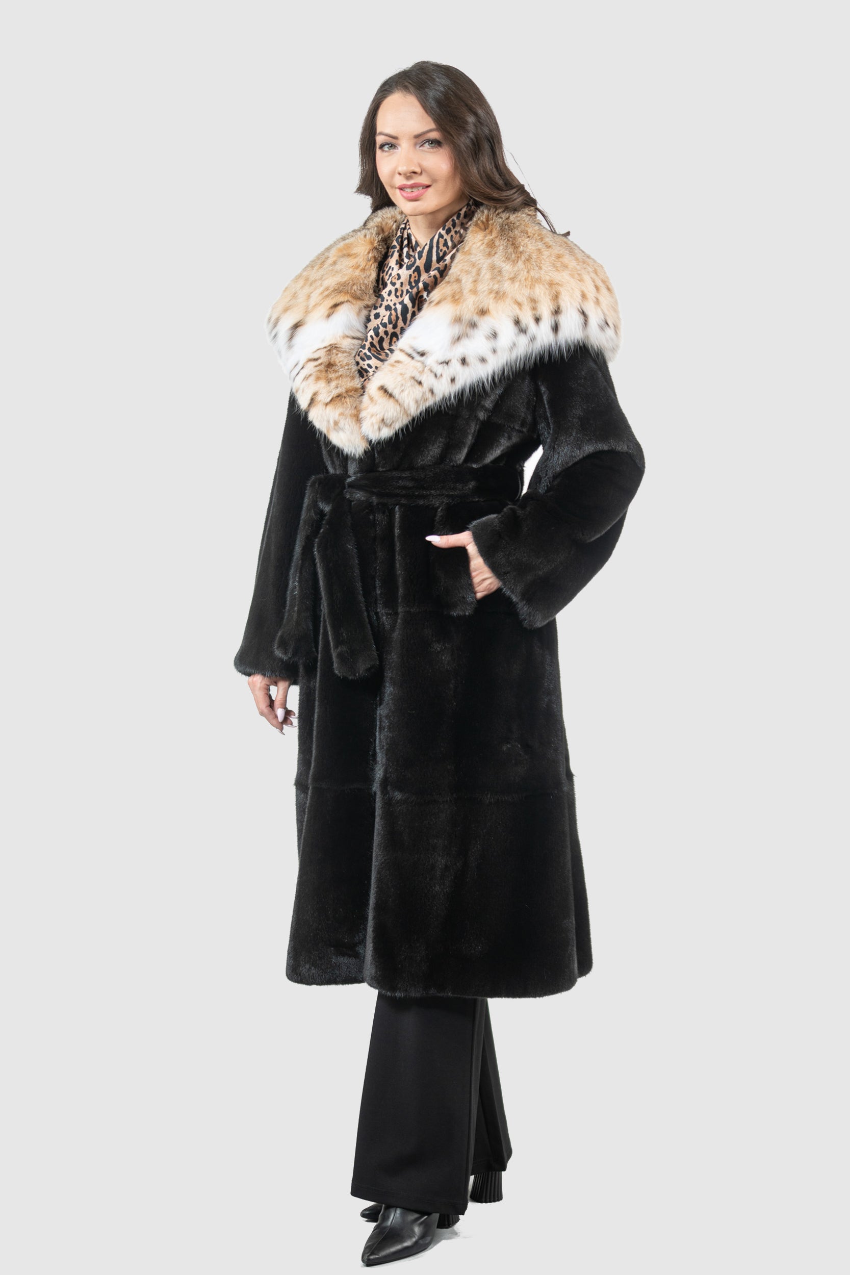 Blackglama Mink Coat with Bobcat Hood S/S13C978