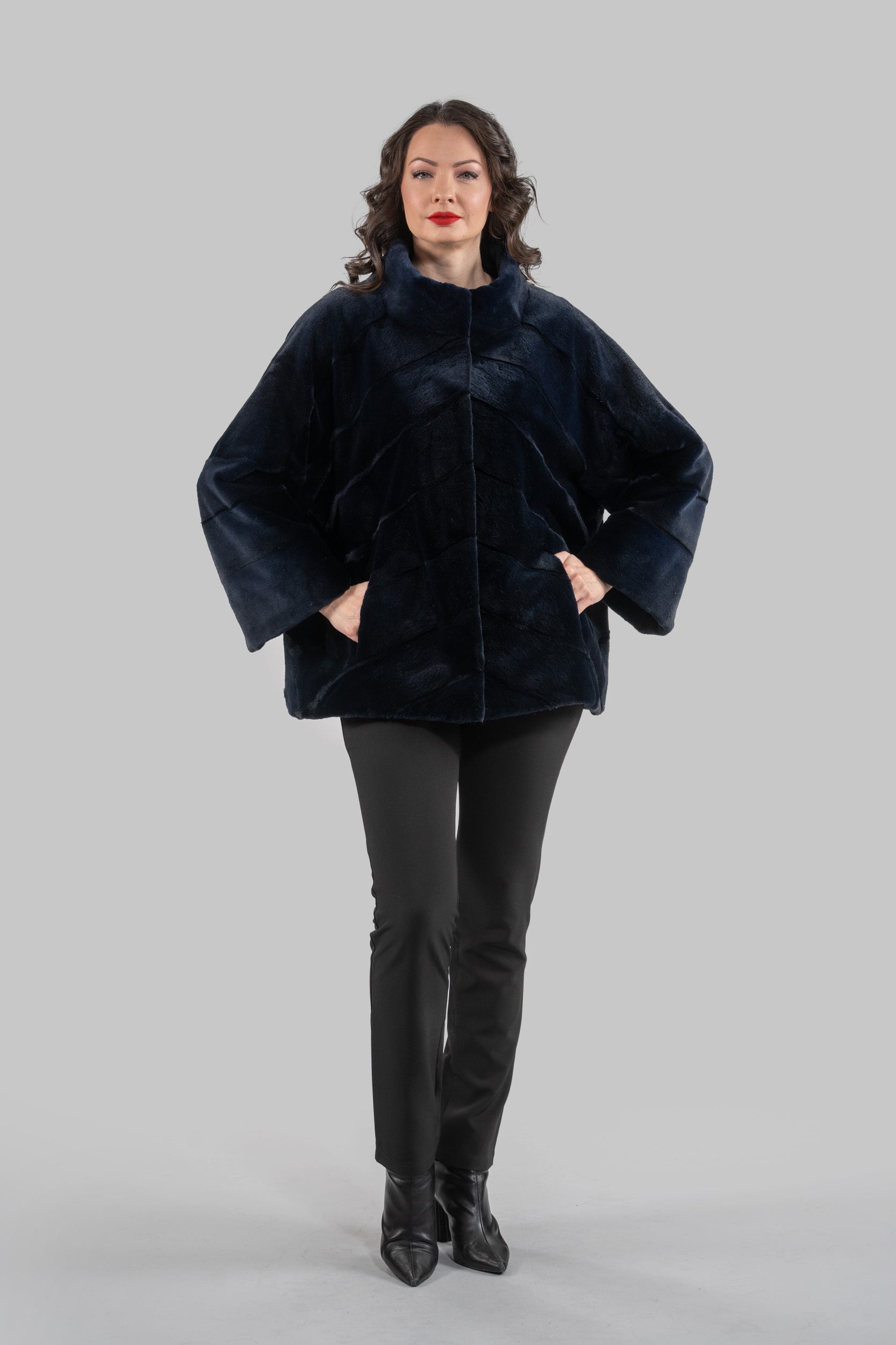 Blue Black Mink Sheared Jacket A/K13C848