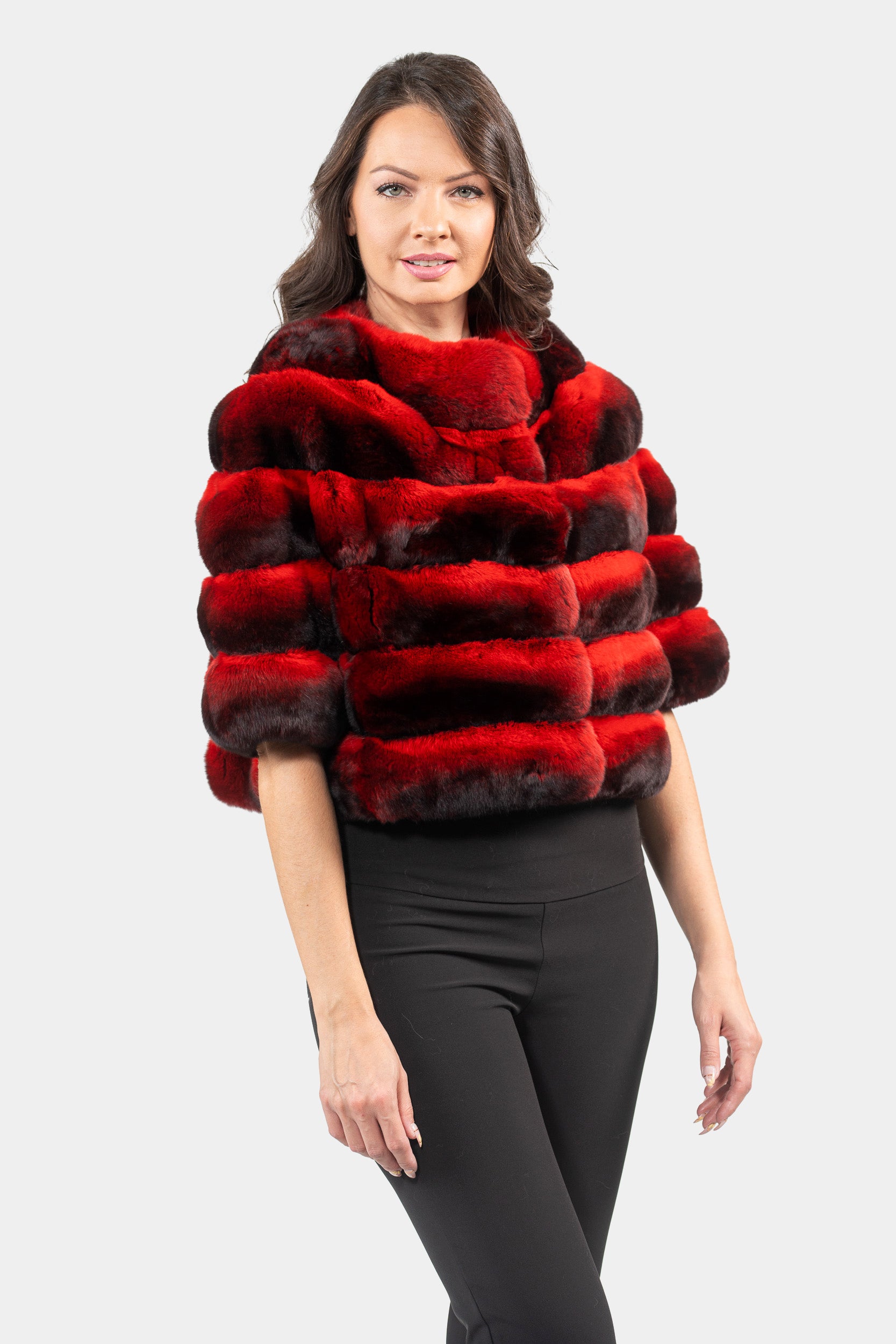 Red Chinchilla Short Jacket P/K16CM643