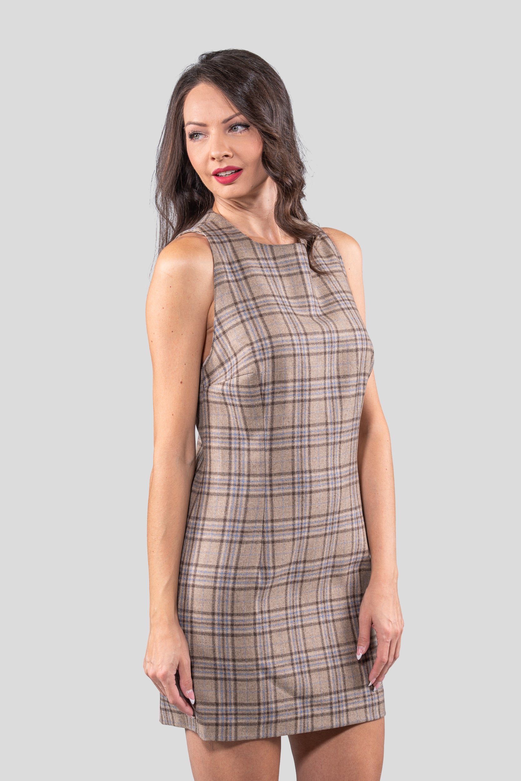 Beige Sleevless Dress Fabric 112