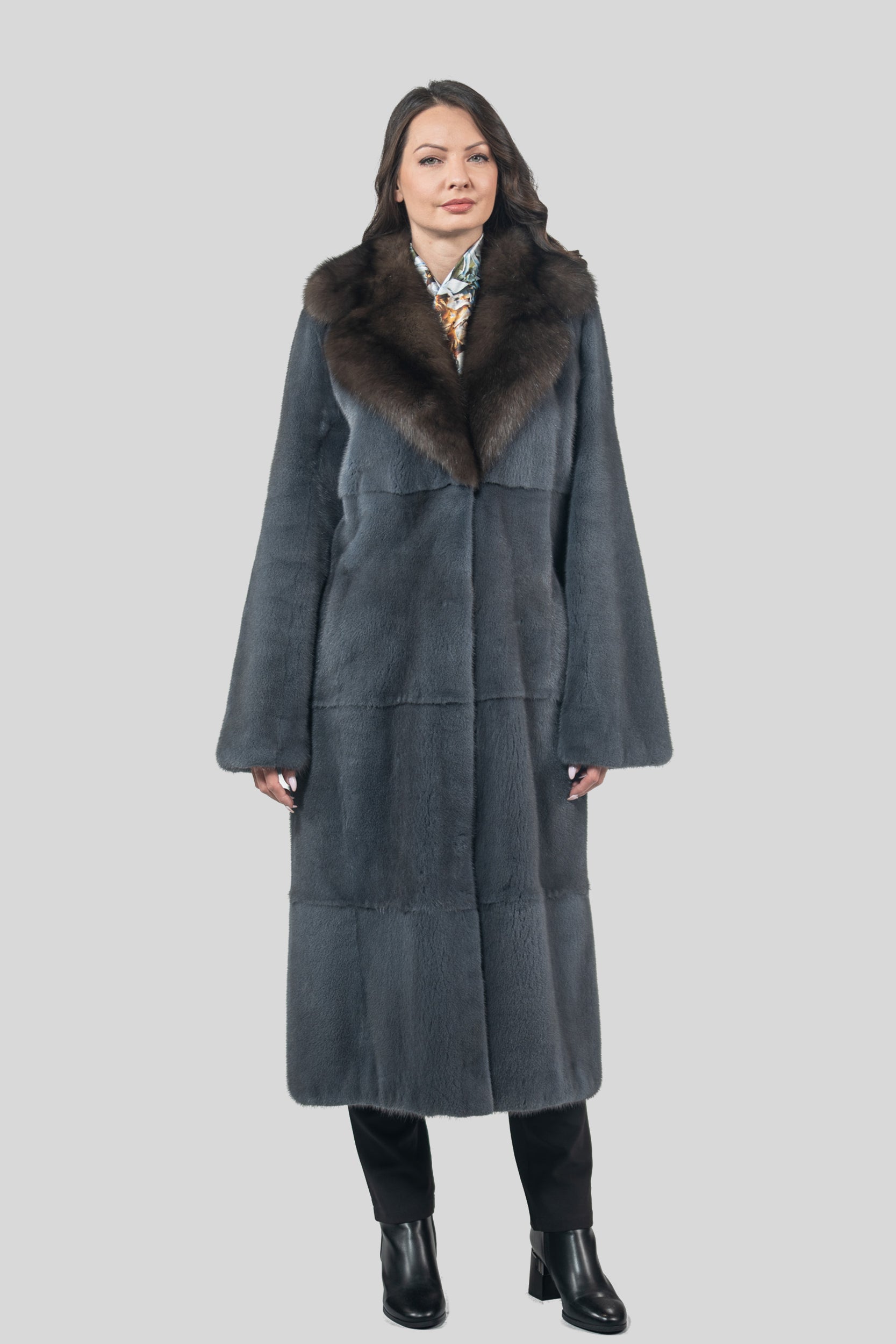 Asphalto Mink Coat with Russian Sable Notch Collar S/S13c530s20