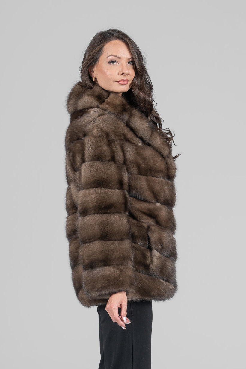Platino Russian Sable Half Coat with Shawl Collar A/K13C530gC17