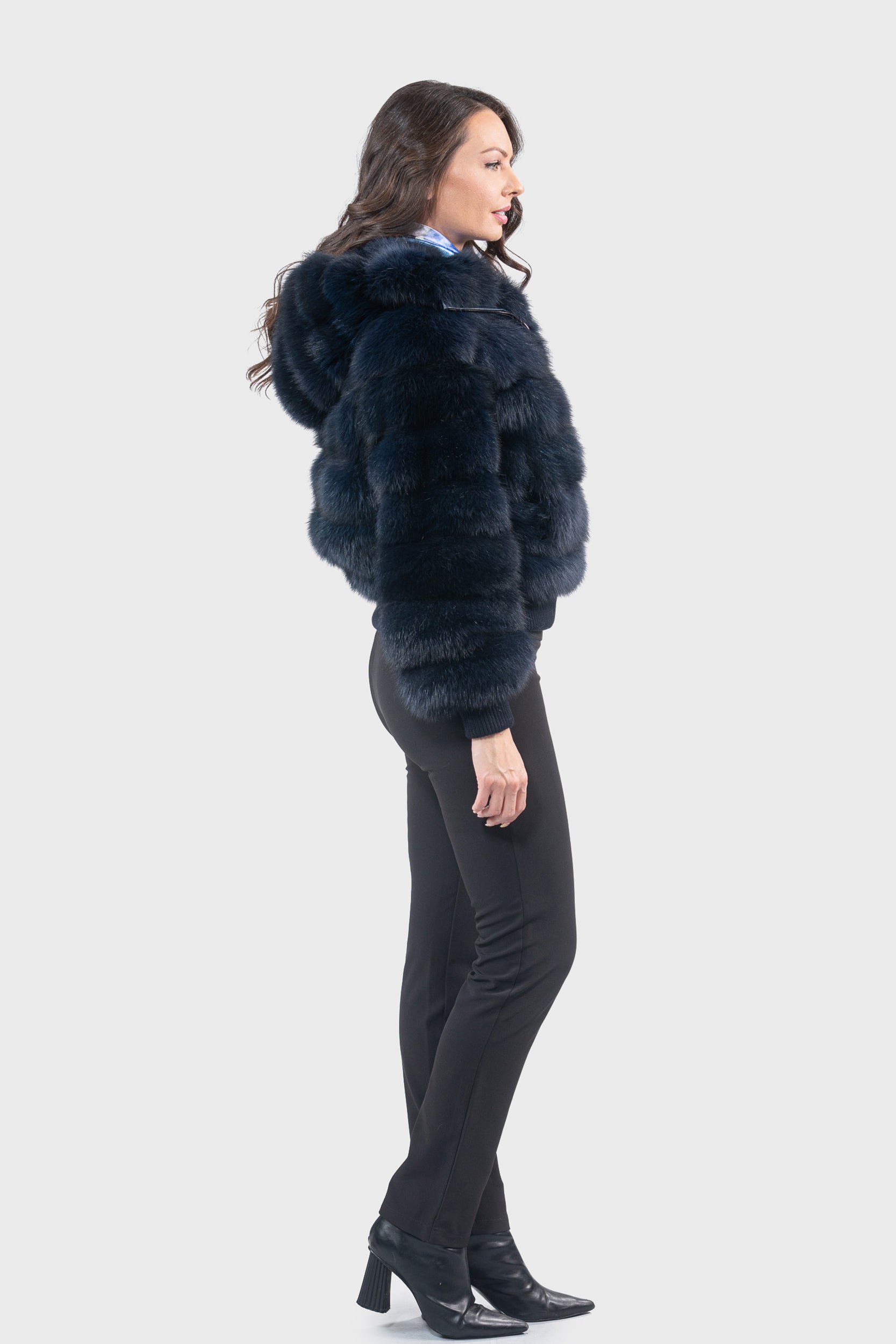 Blue Black Baumarten Bomber Jacket with Hood P/K228H