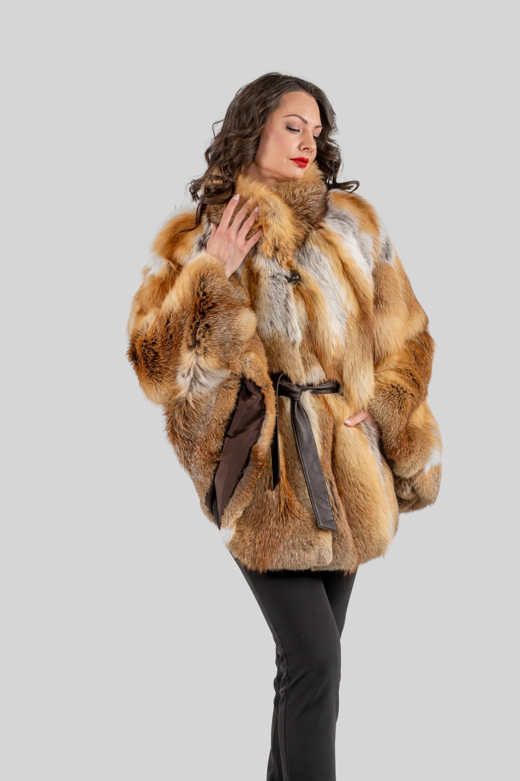 Natural Fox Half Coat with Stand Collar 13C719