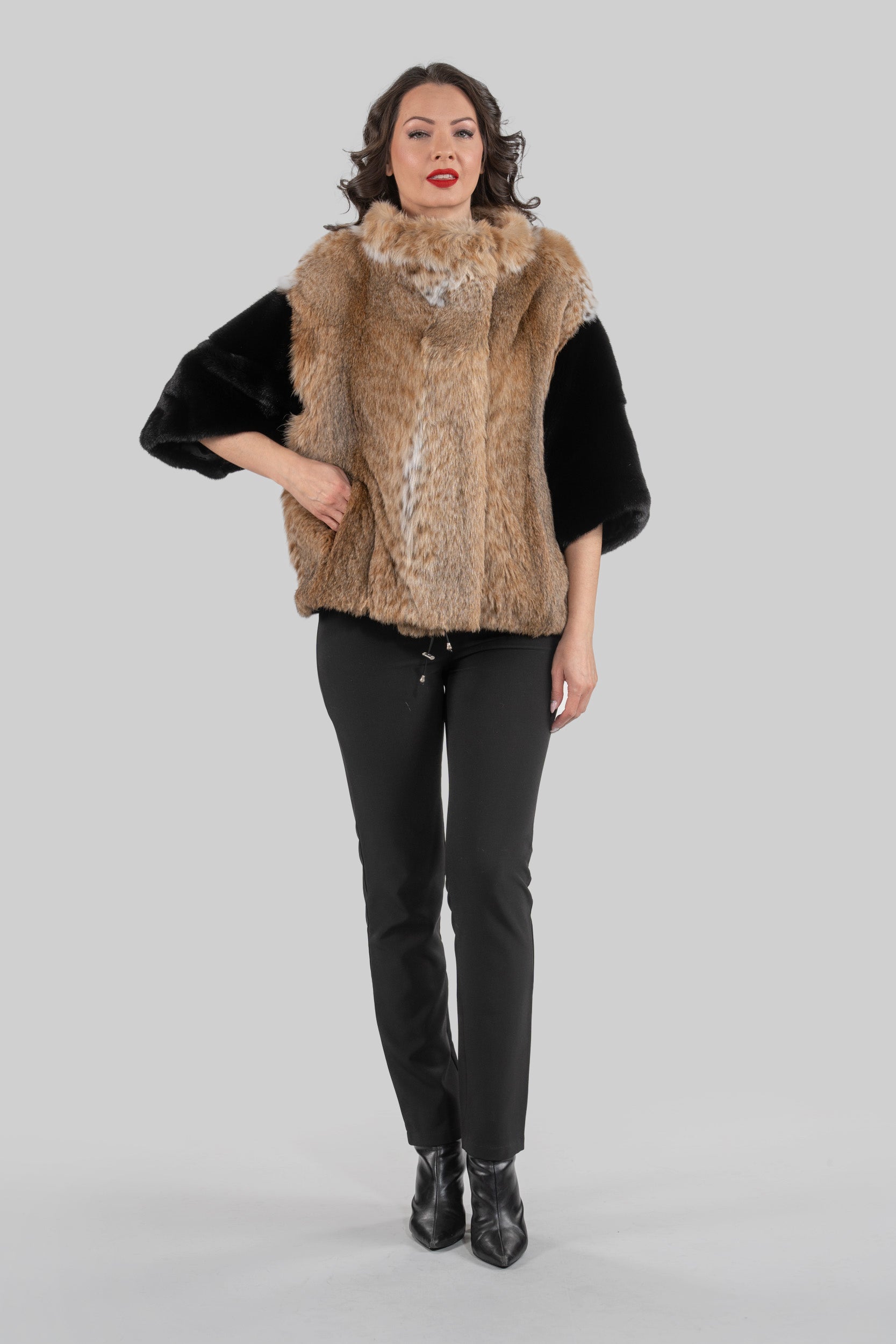 Bobcat Jacket with Mink Trim L/O13C139