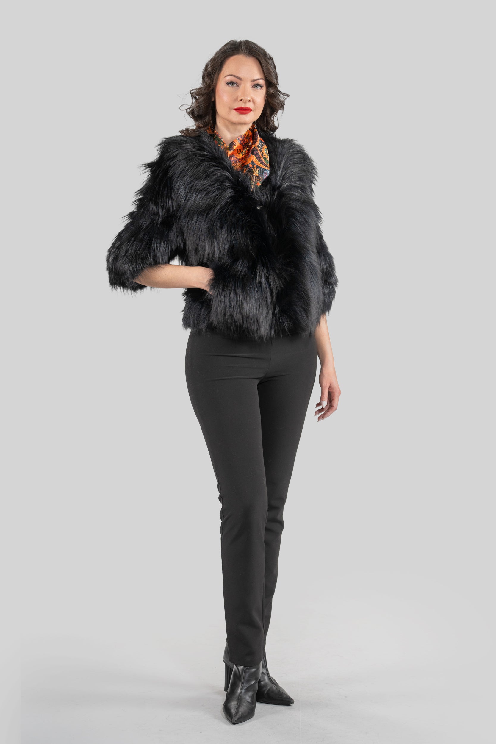 Blue-Black Fox Fur Jacket ML170
