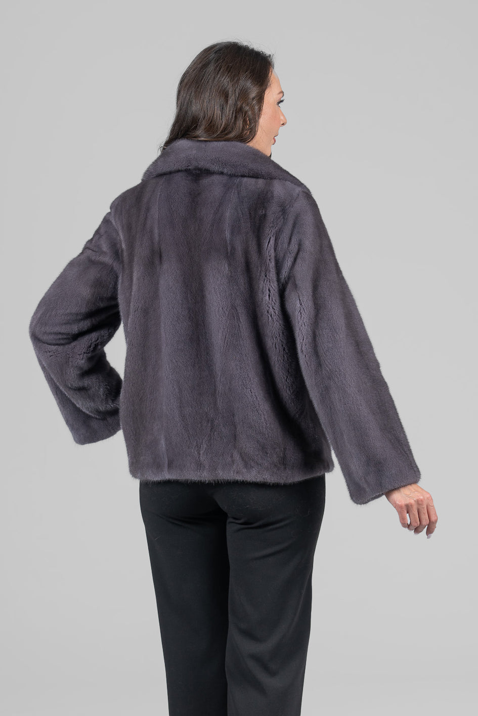 Grey Moon Mink Fur Jacket with Notch Collar L/O13C528s20