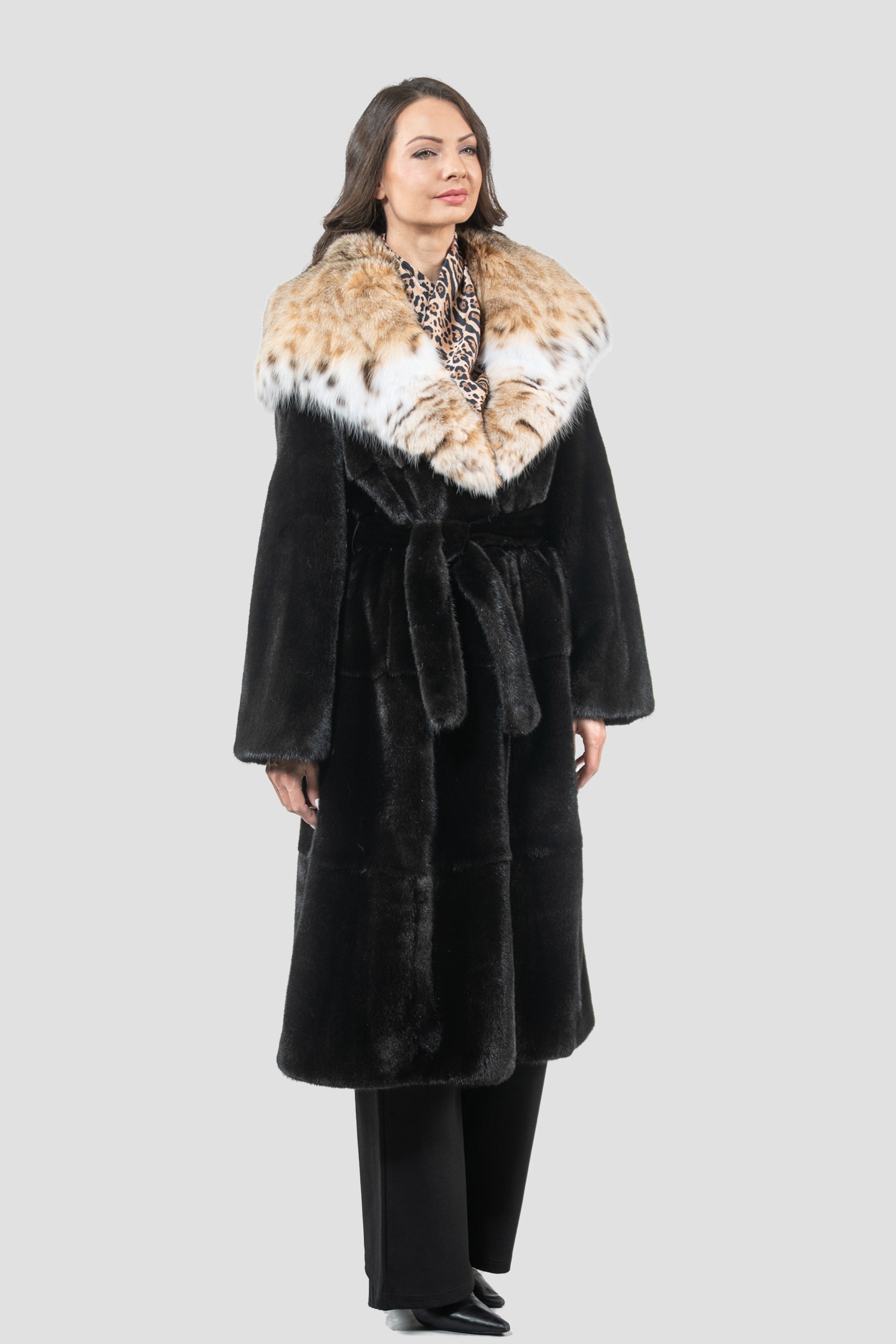 Blackglama Mink Coat with Bobcat Hood S/S13C978