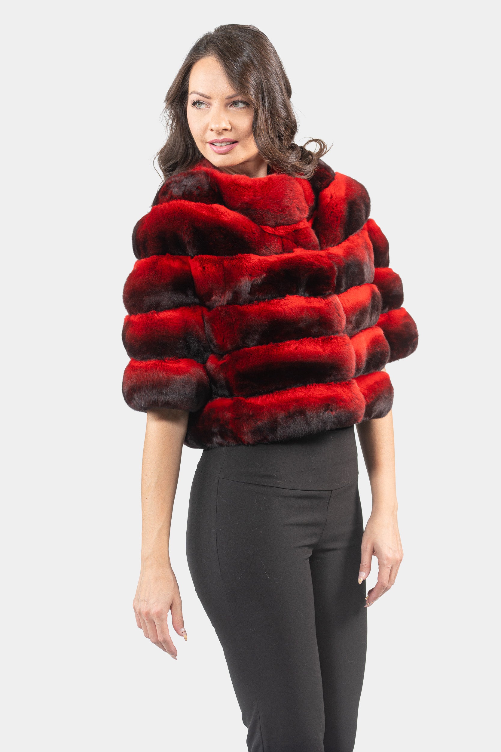 Red Chinchilla Short Jacket P/K16CM643