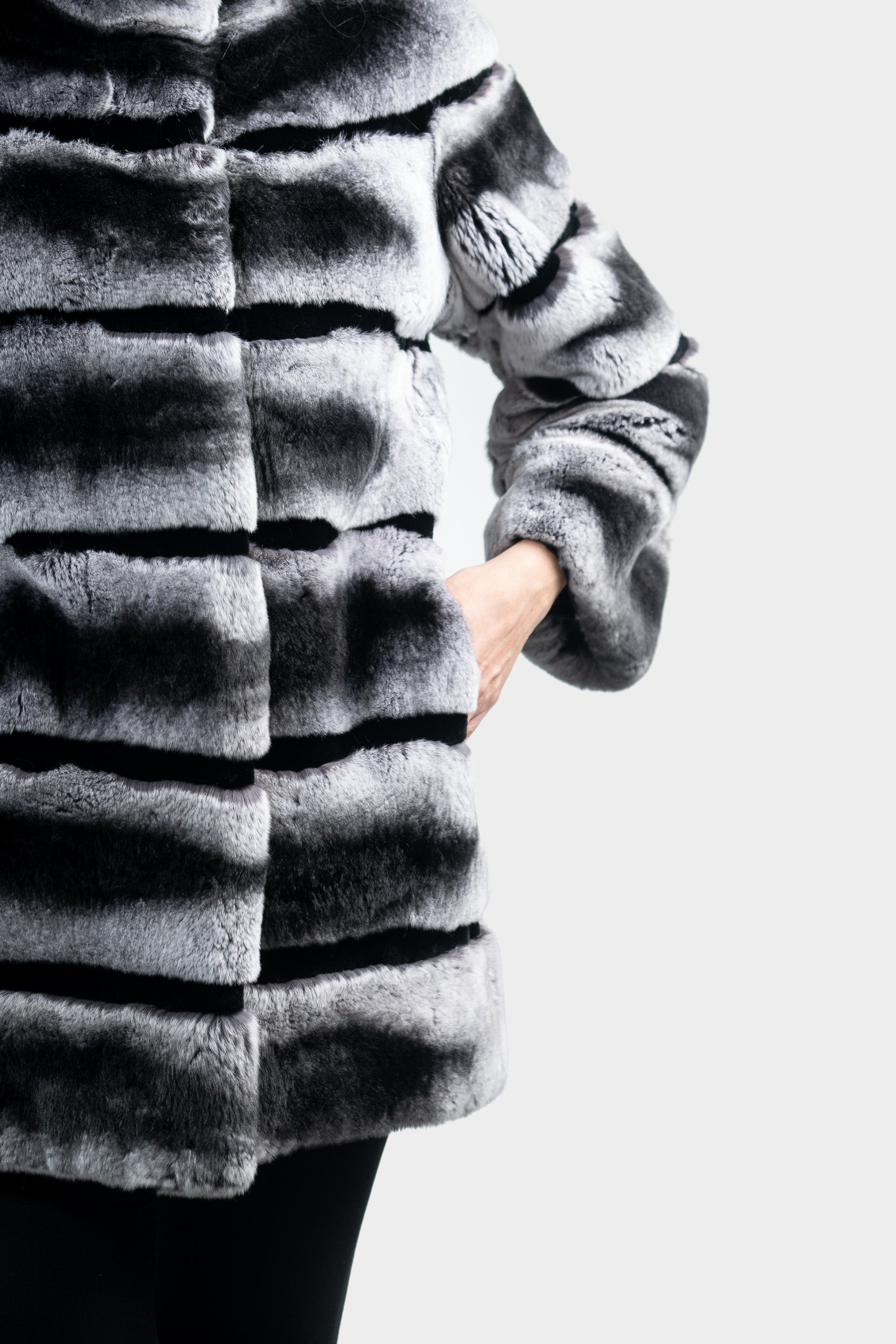 Rex Rabbit Half Coat with Stand Collar 13C530