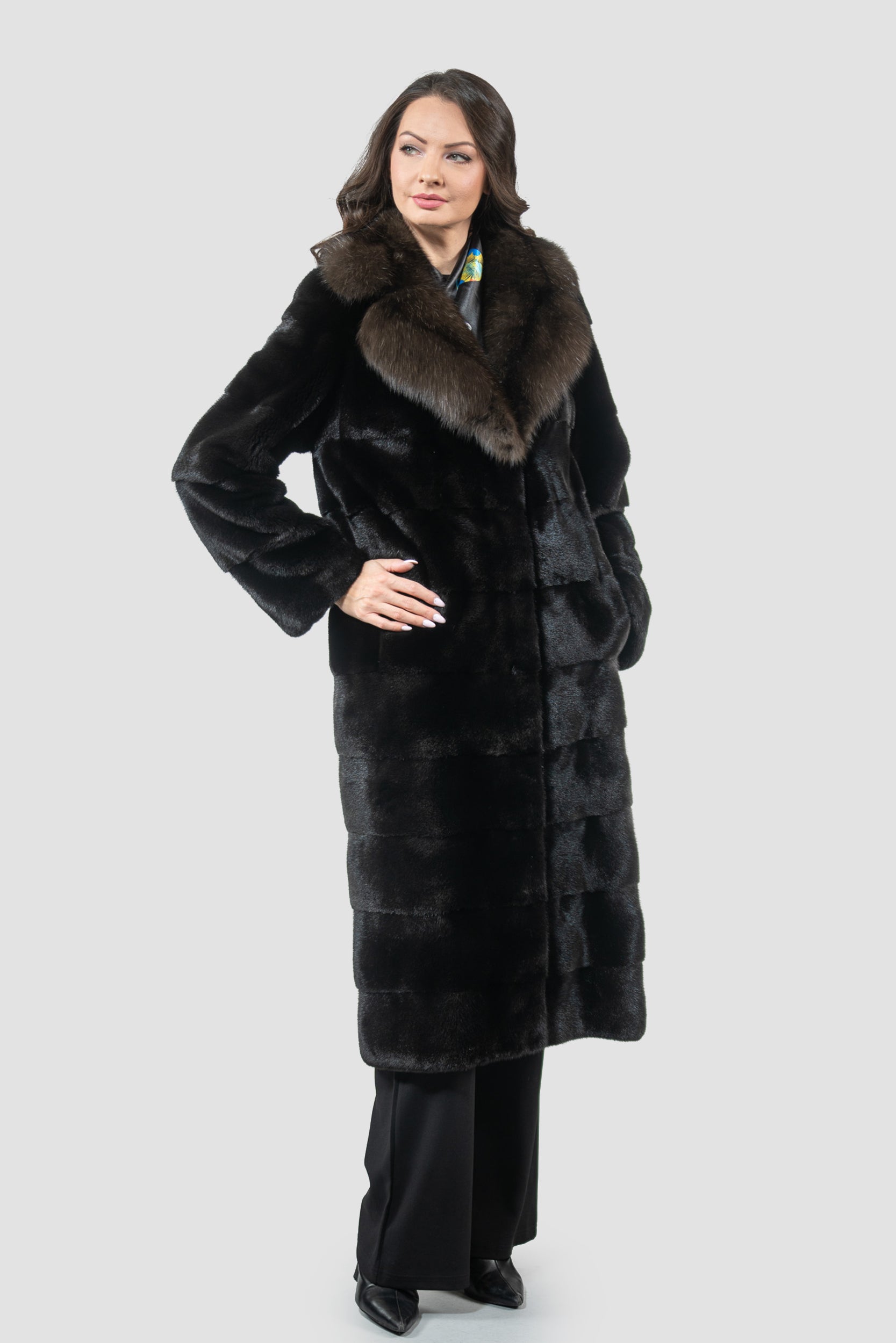 Blackglama Mink Half Coat With Russian Sable Notch Collar P/K13c530s20