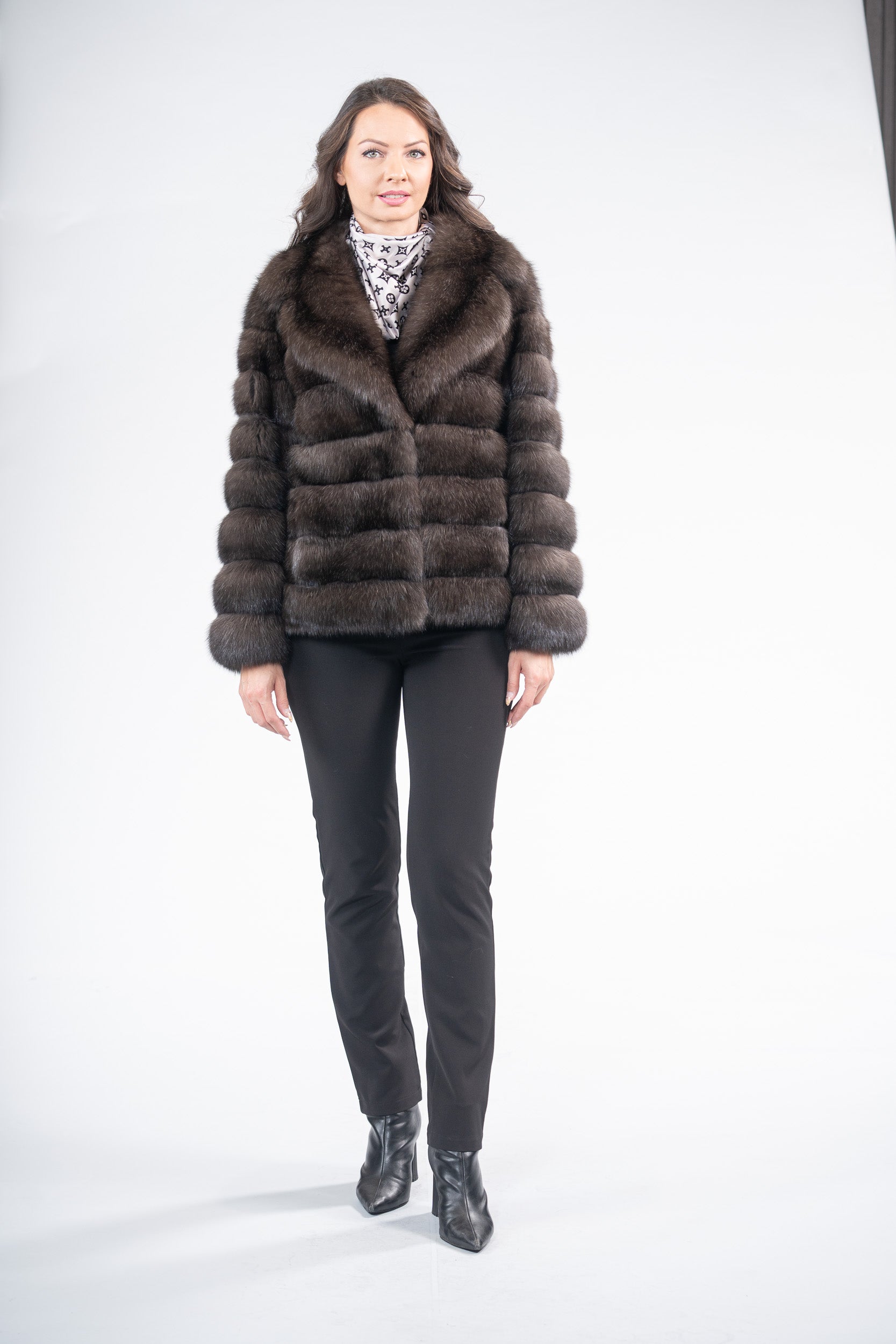 Dark Russian Sable Jacket with Notch Collar P/K13C528s20