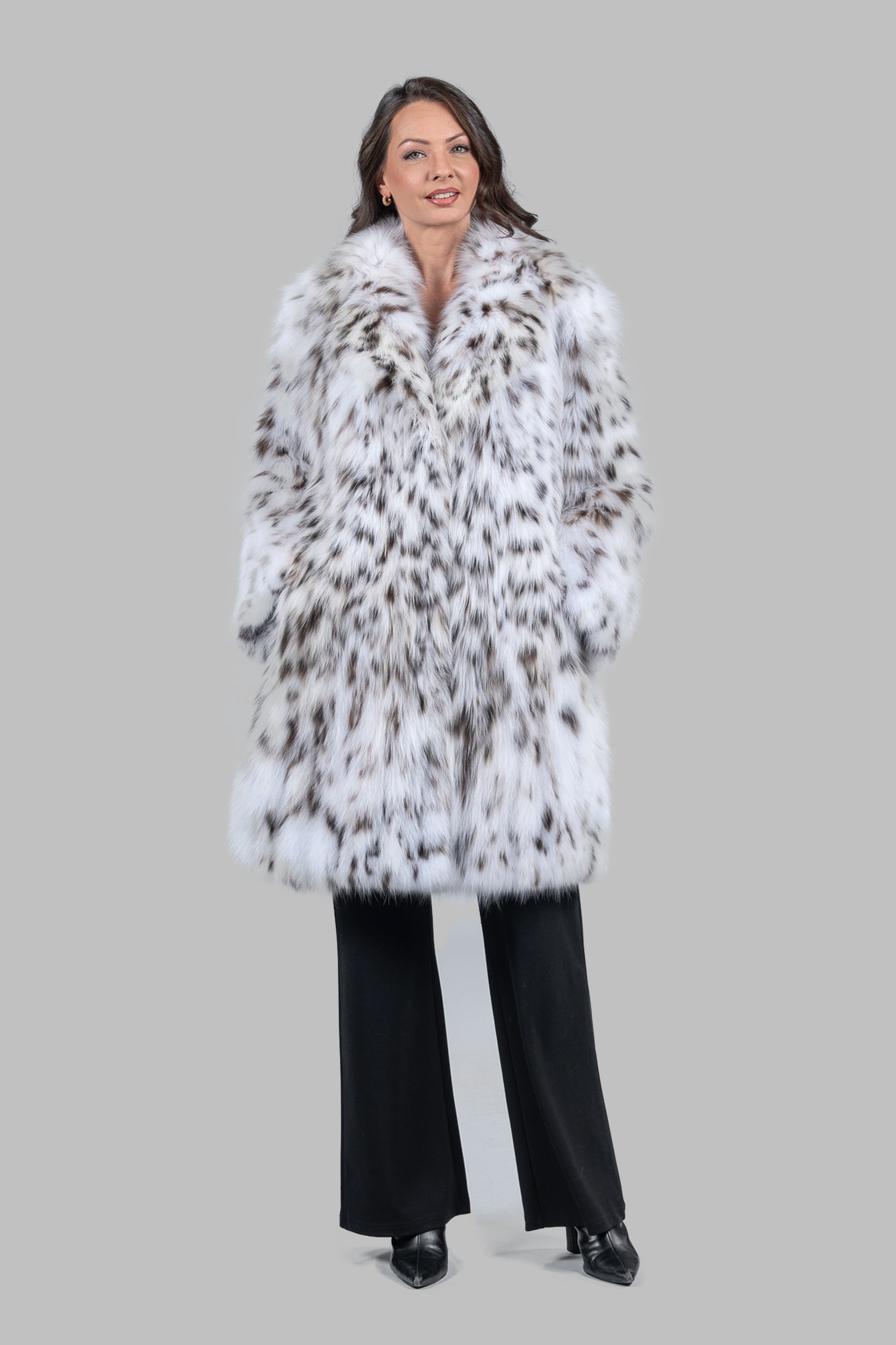 White Lynx Half Coat L/O13C976