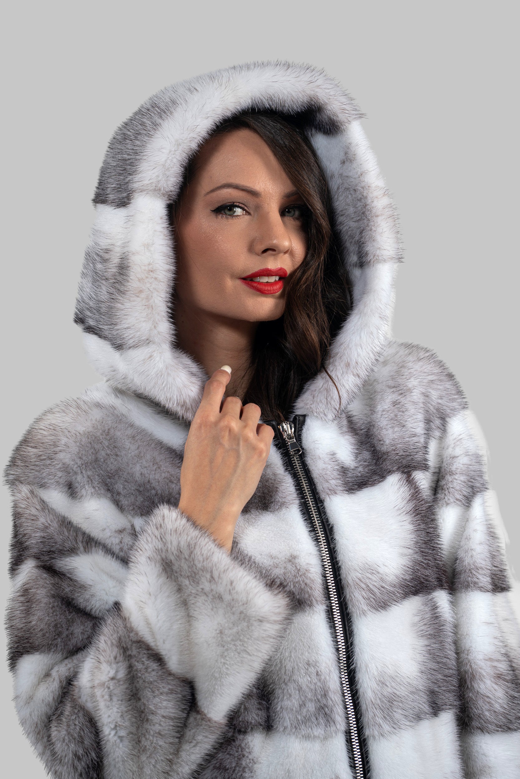 Blackcross Mink Jacket with Stand Collar and Zipper P/K13C224H