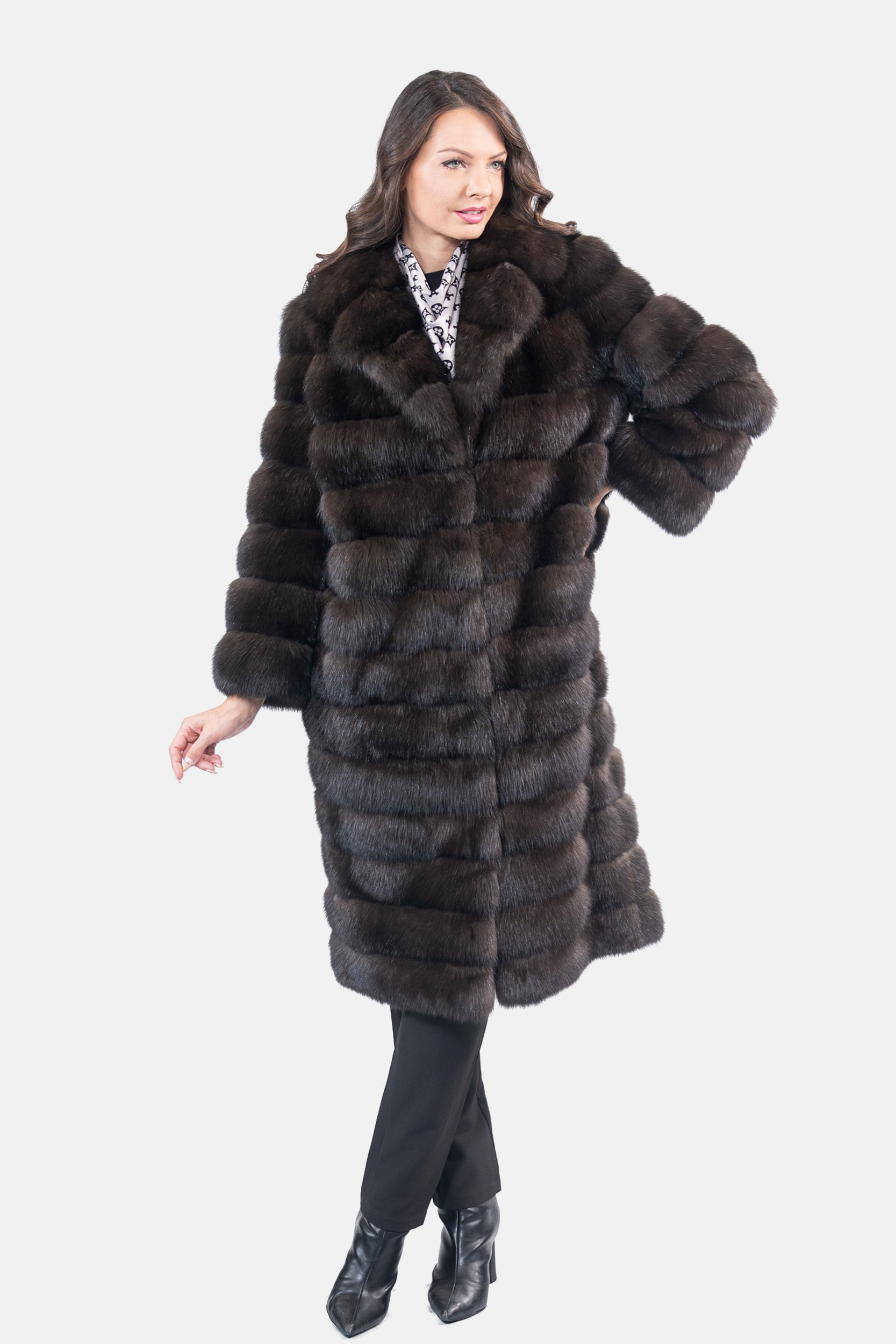 Dark Russian Sable Coat with Notch Collar P/K13c530s20