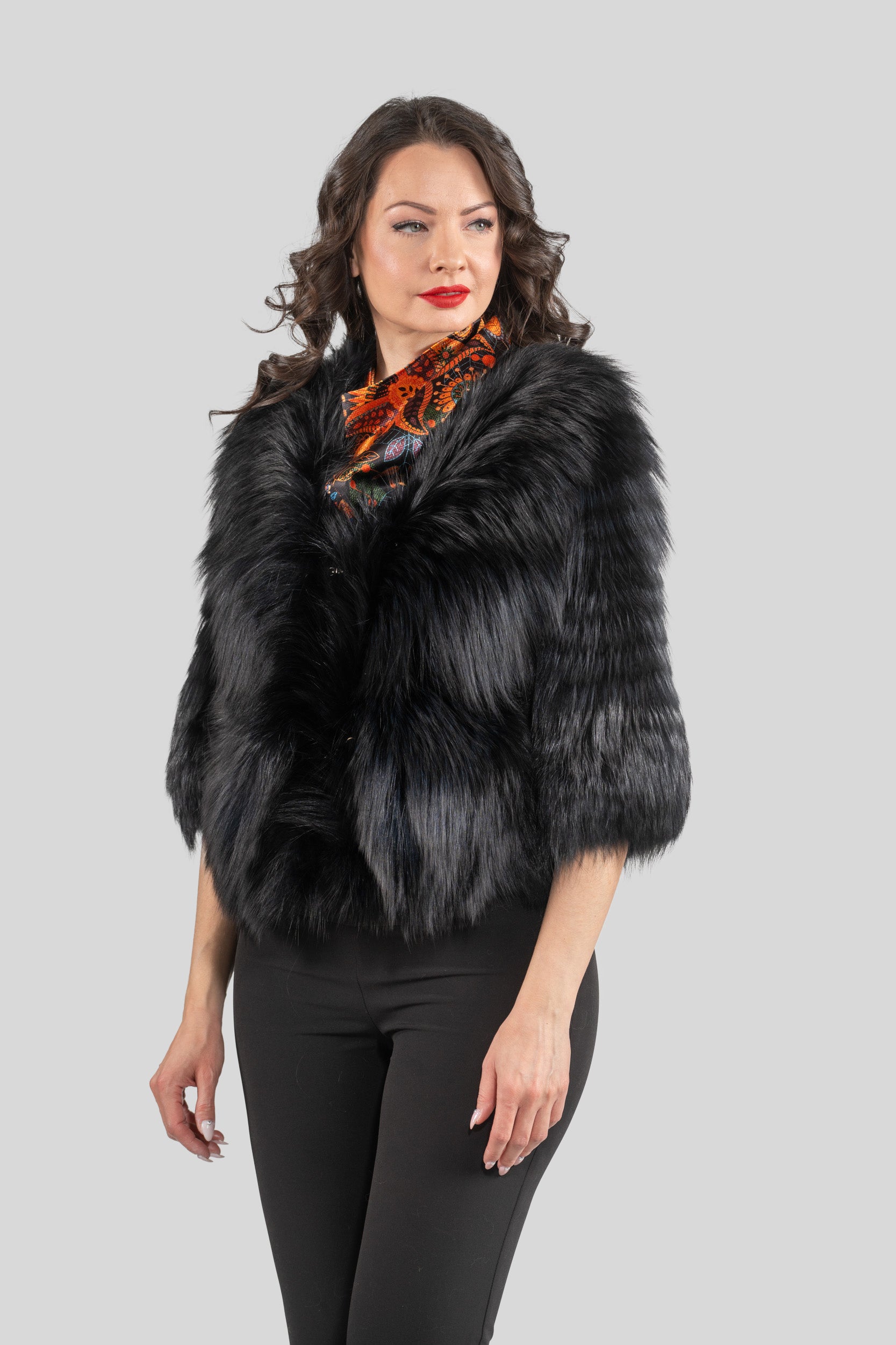 Blue-Black Fox Fur Jacket ML170