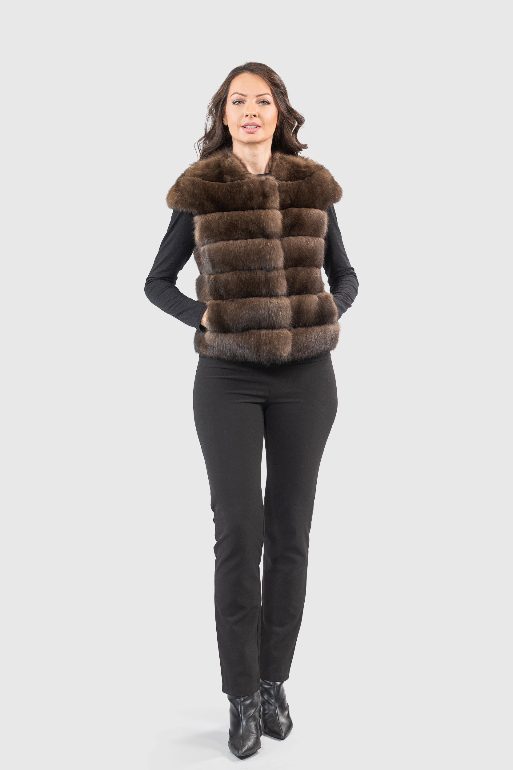 Dark Russian Sable Short Vest P/K13C529